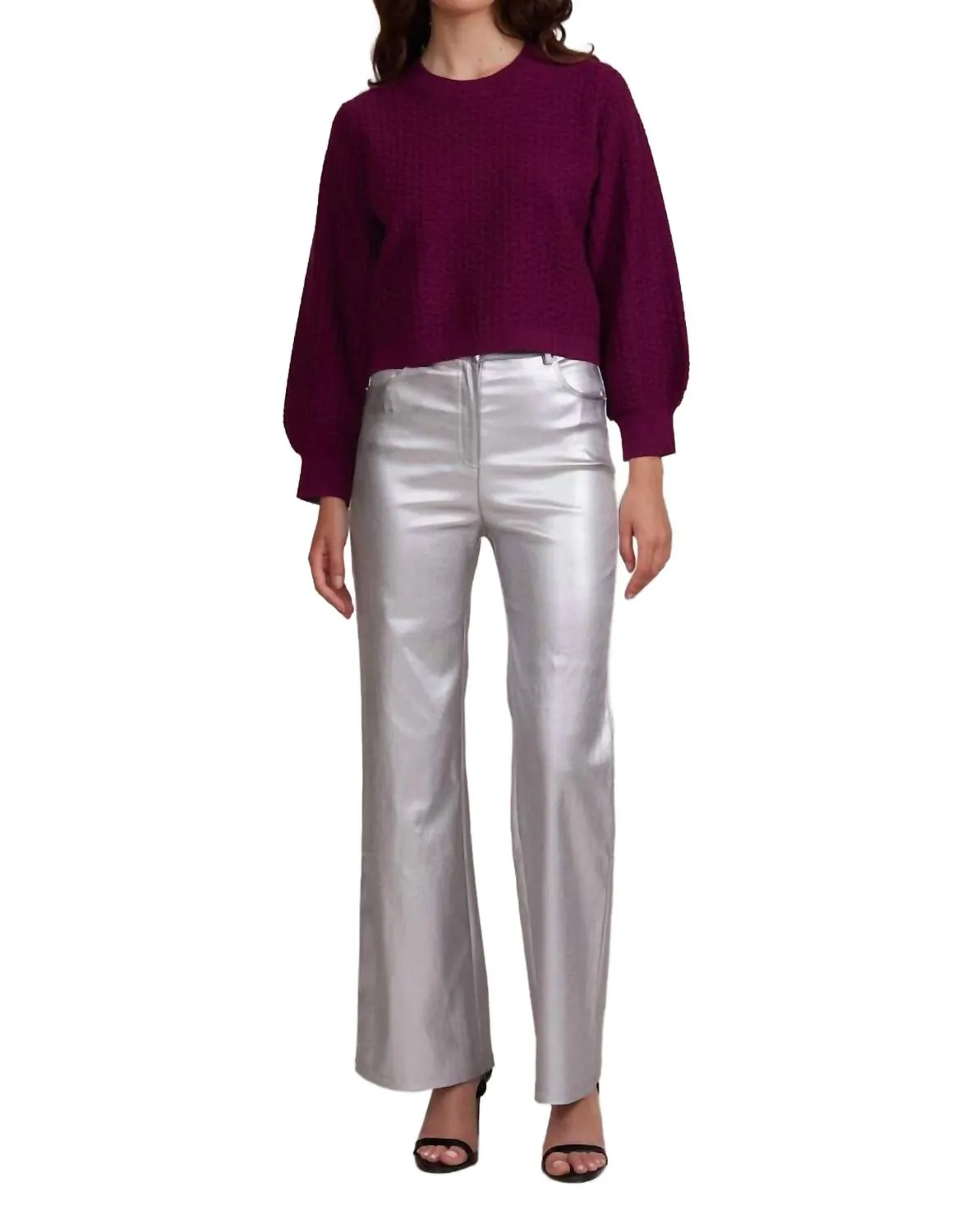 Percy Textured Sweater In Wine