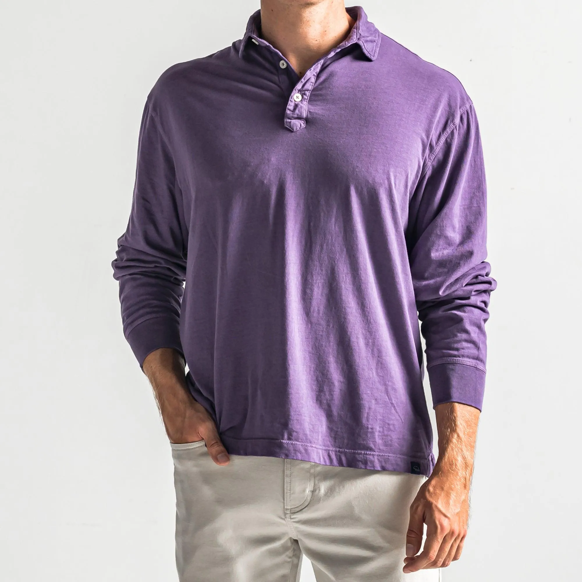 Perry Long Sleeve Polo - Loganberry