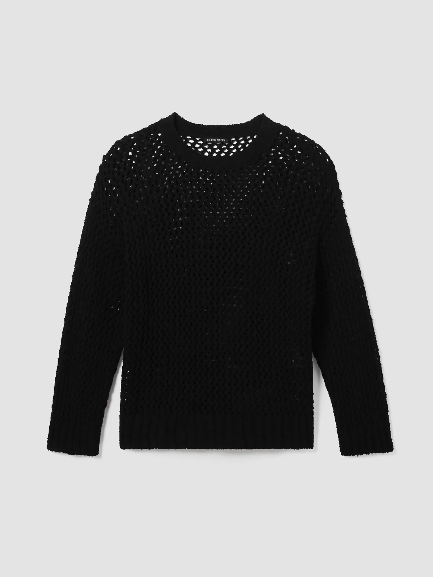 Peruvian Organic Cotton Boucle Crew Neck Top In Black