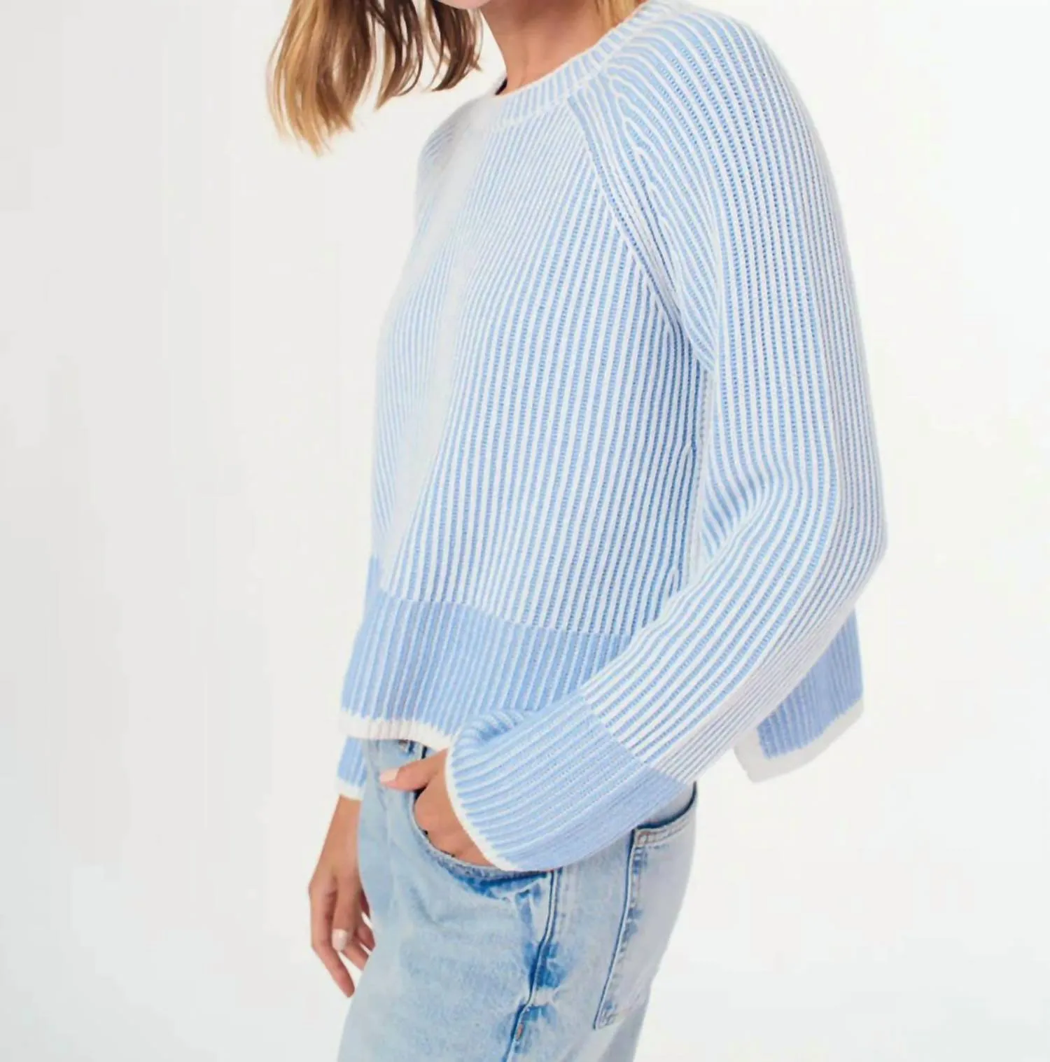 Plaited 2-Tone Sweater In Sky