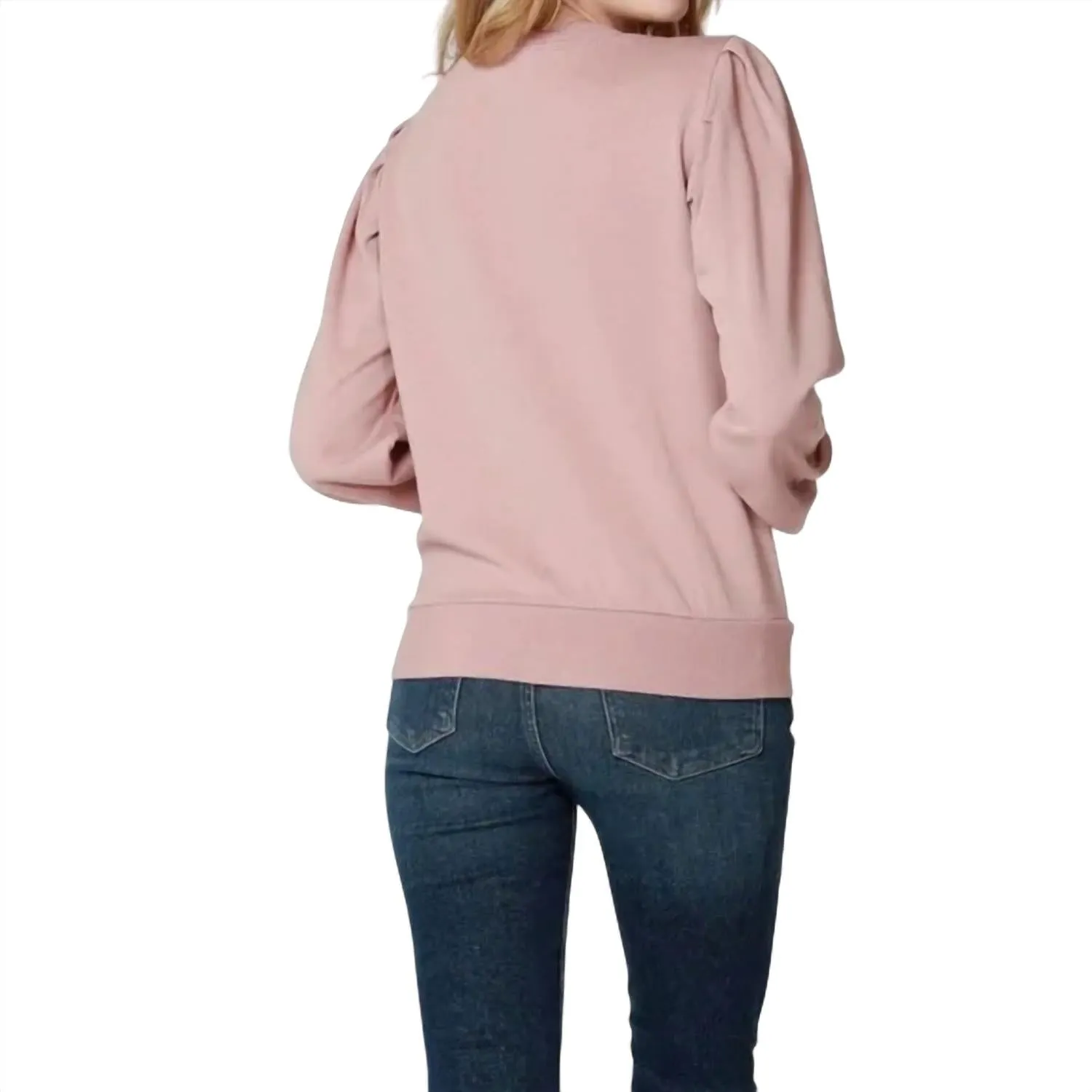 Pleated Shoulder Top In Dusty Quartz