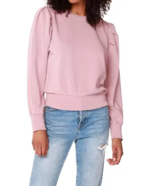 Pleated Shoulder Top In Dusty Quartz