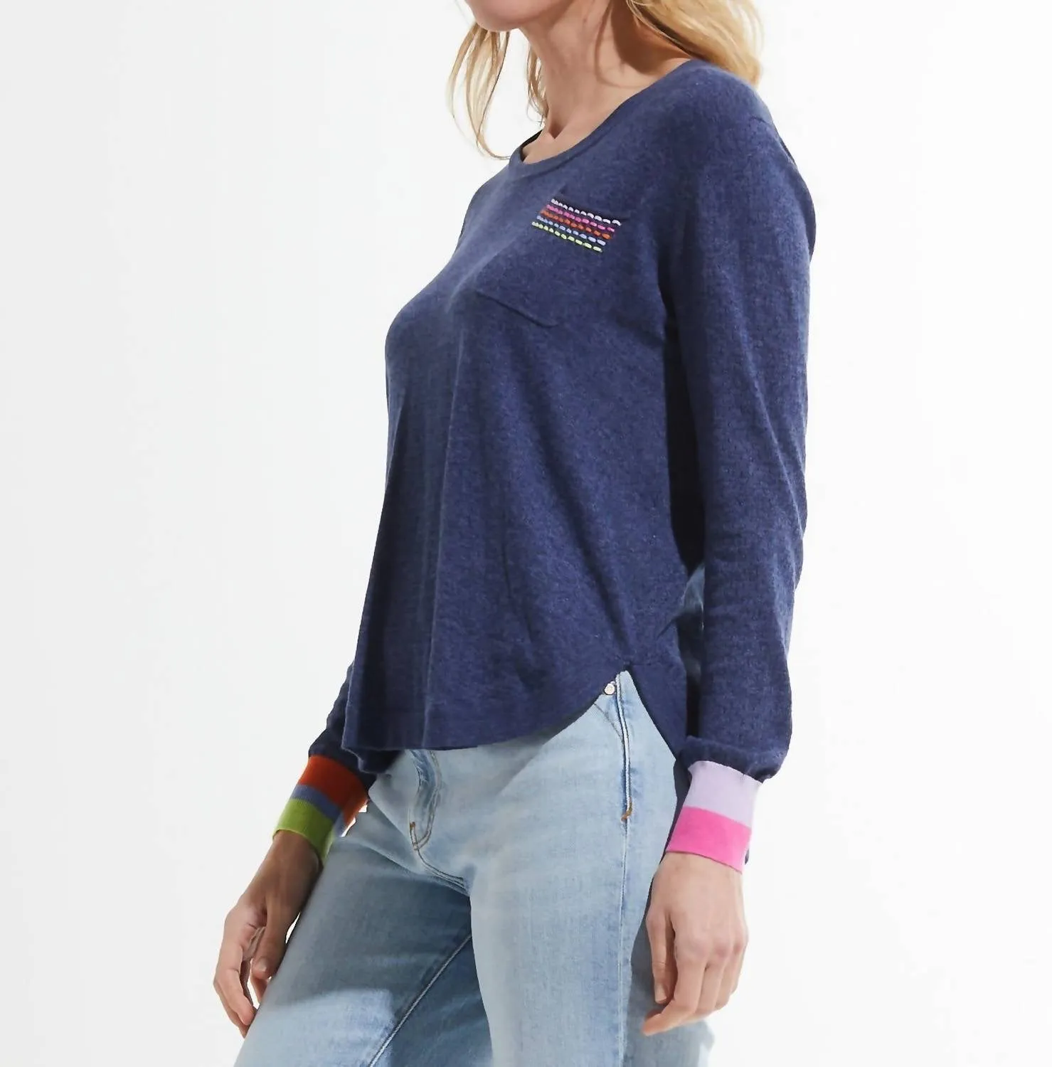 Pocket Detail Sweater In Denim