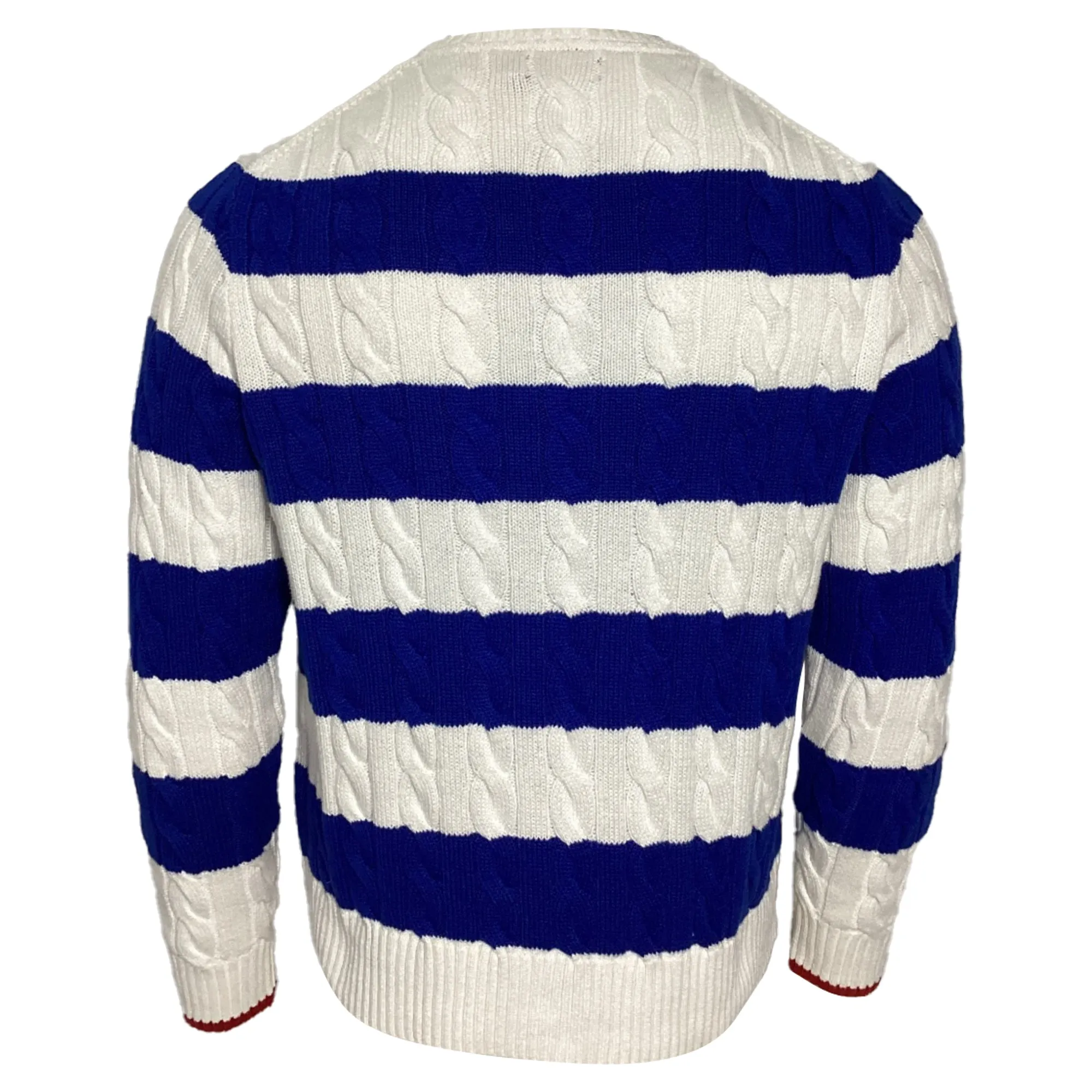 Polo by Ralph Lauren Striped Knitted Sweater in Blue and White Cotton