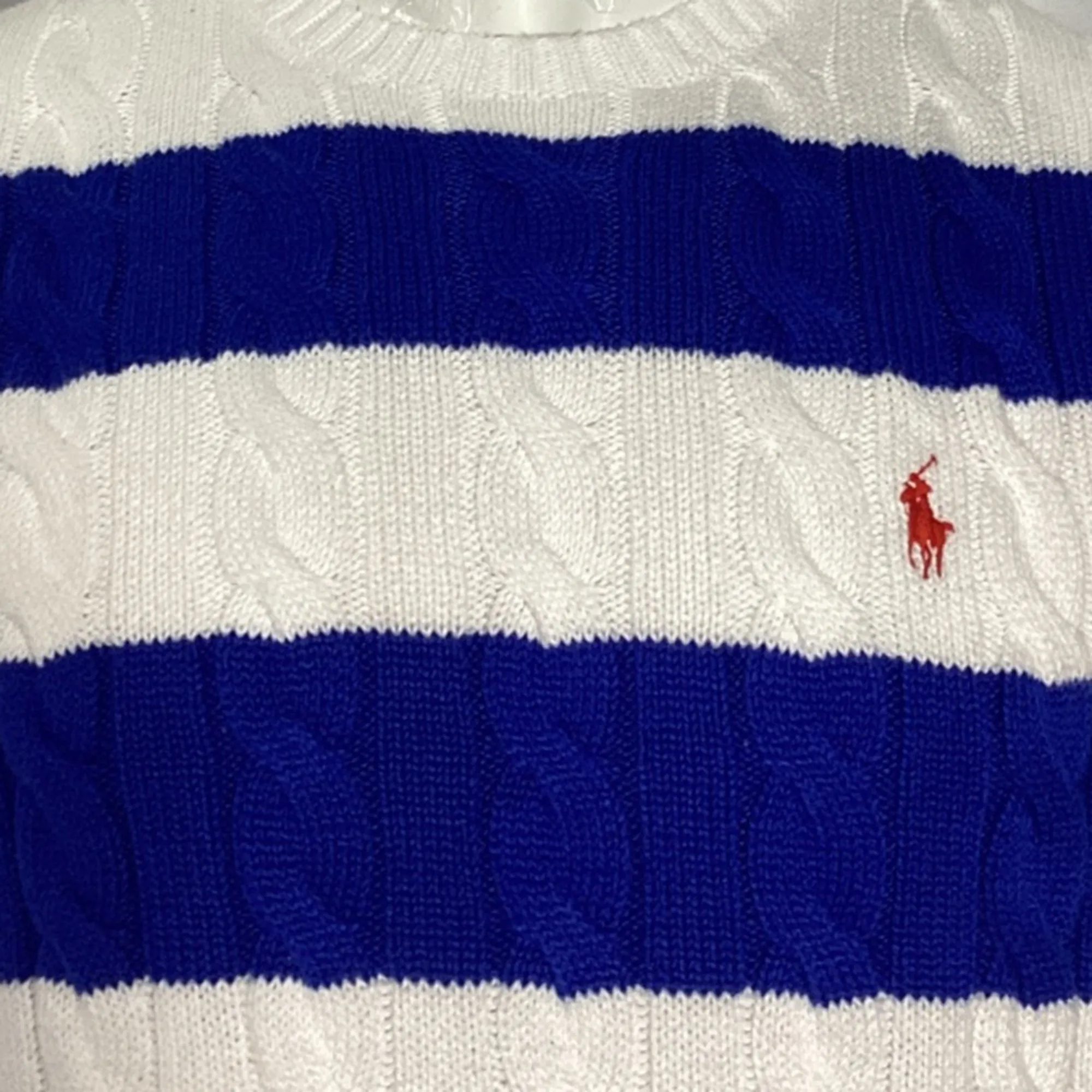 Polo by Ralph Lauren Striped Knitted Sweater in Blue and White Cotton