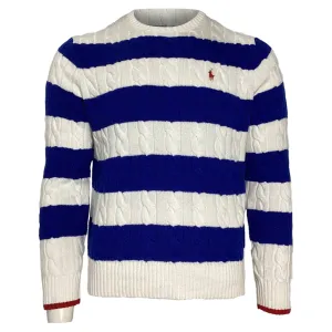 Polo by Ralph Lauren Striped Knitted Sweater in Blue and White Cotton