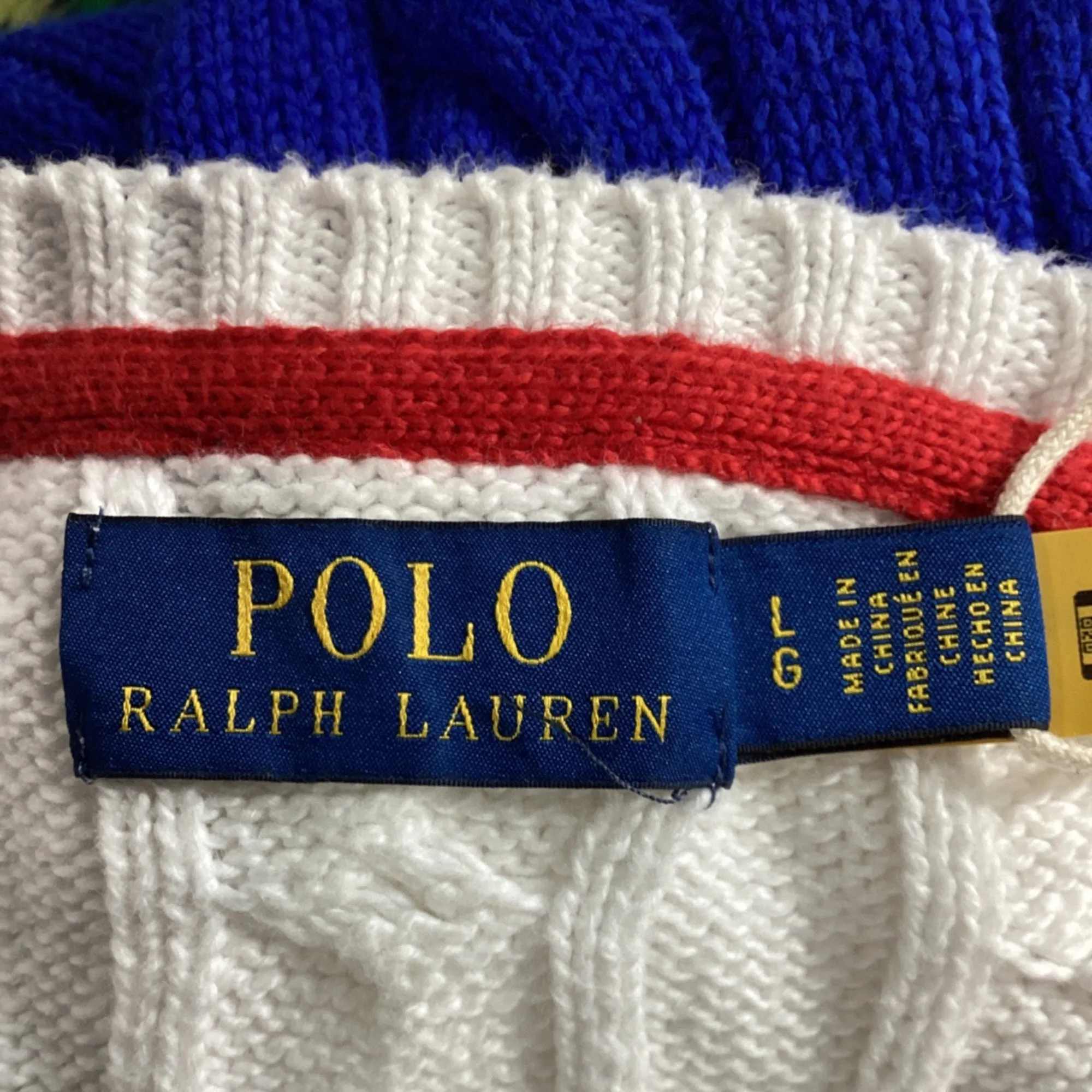 Polo by Ralph Lauren Striped Knitted Sweater in Blue and White Cotton