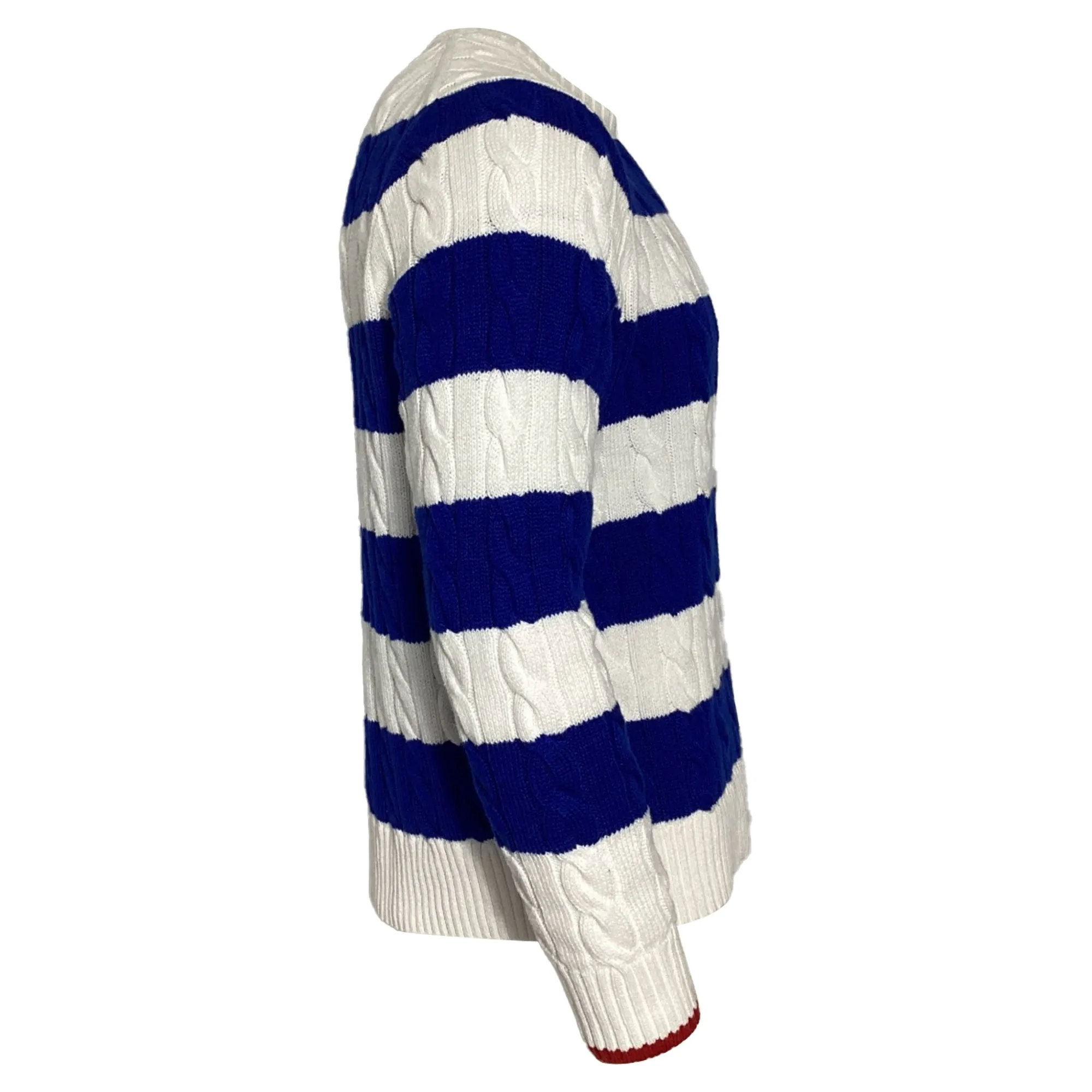 Polo by Ralph Lauren Striped Knitted Sweater in Blue and White Cotton