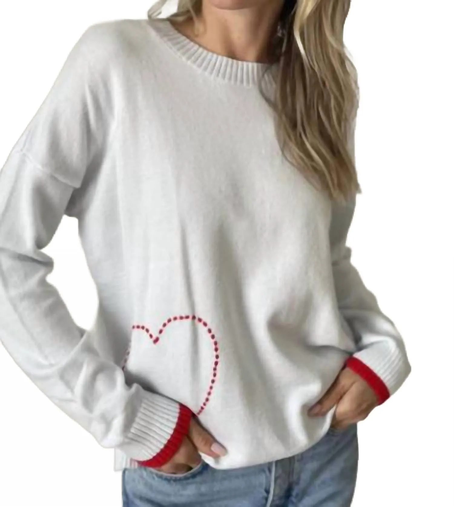 Pookie Graphic Sweater With Heart In Light Blue