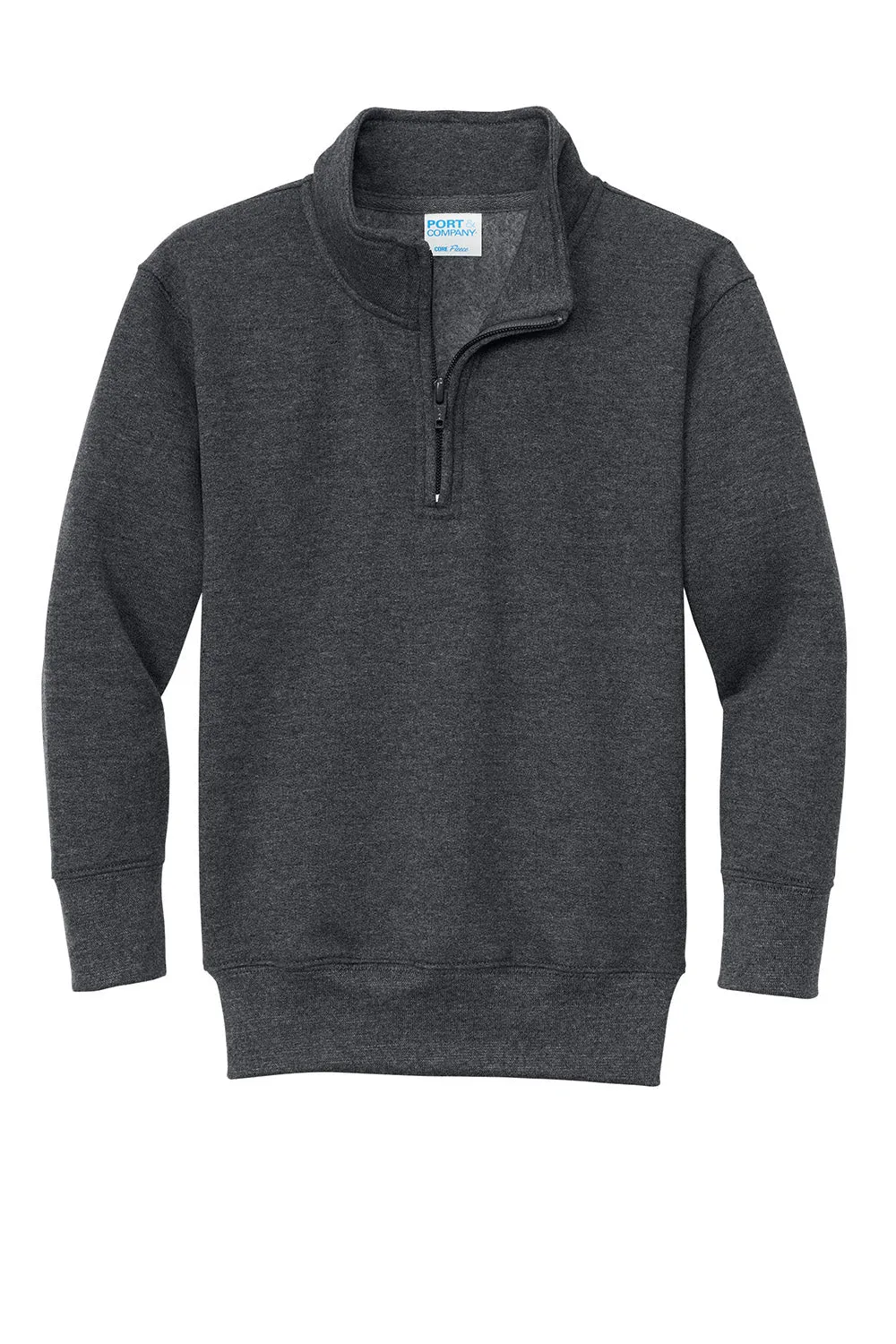 Port & Company Youth Core Fleece 1/4 Zip Sweatshirt - Heather Dark Grey