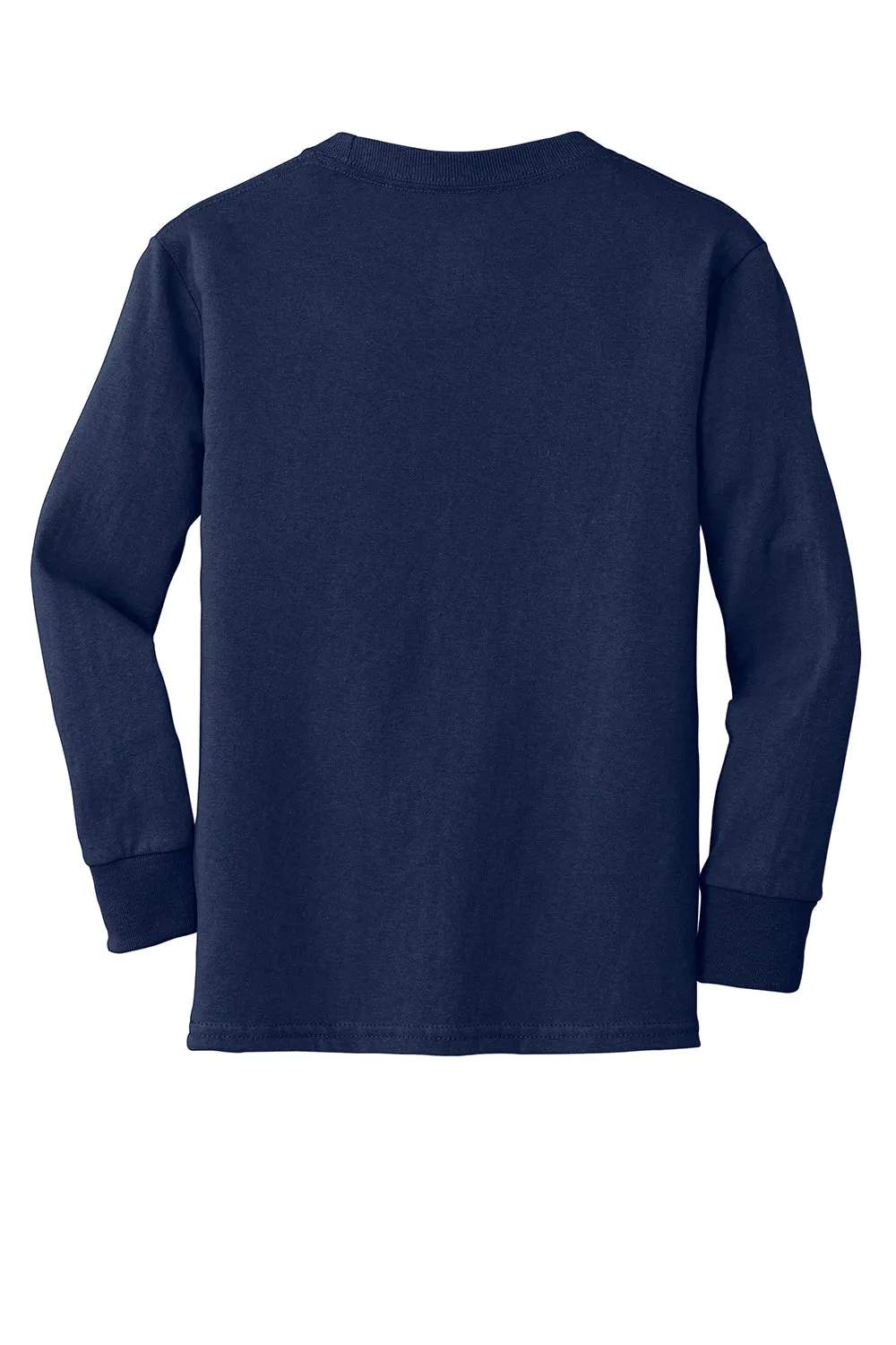 Port & Company Youth Core Long Sleeve Crewneck T-Shirt - Navy Blue