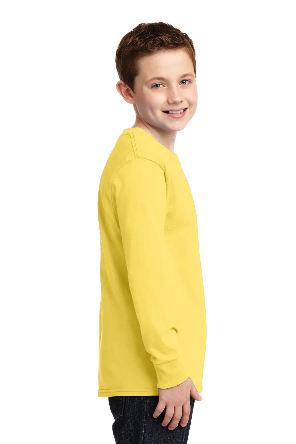 Port & Company Youth Core Long Sleeve Crewneck T-Shirt - Yellow