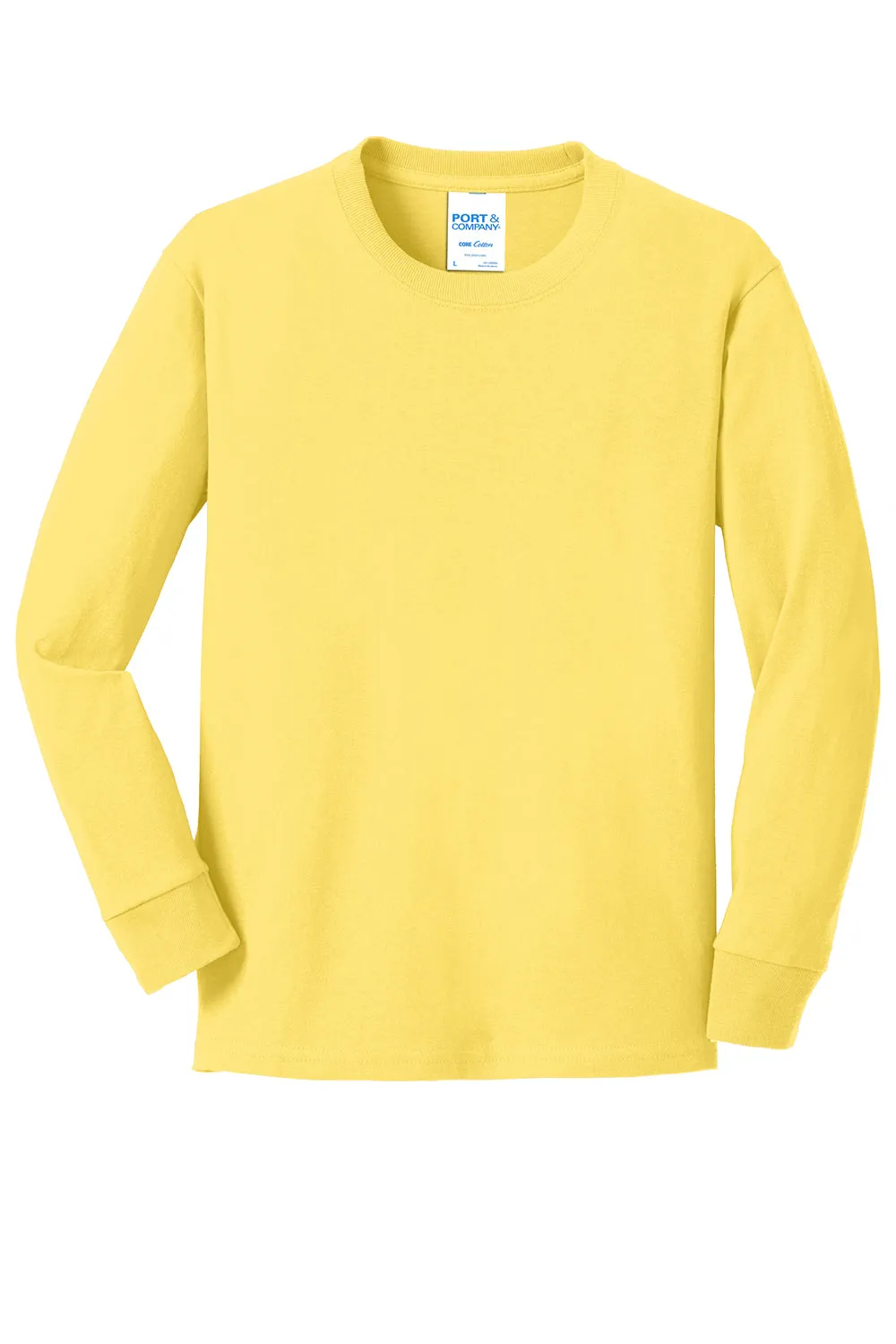 Port & Company Youth Core Long Sleeve Crewneck T-Shirt - Yellow