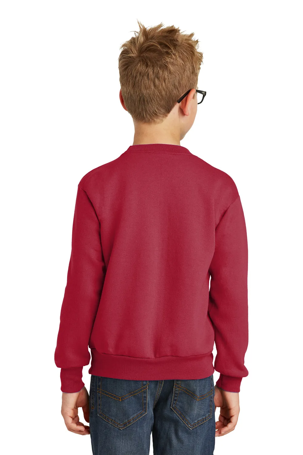 Port & Company Youth Core Pill Resistant Fleece Crewneck Sweatshirt - Red