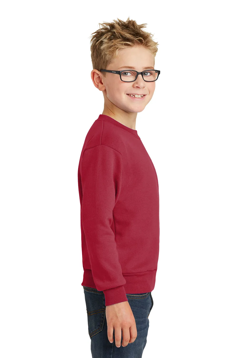 Port & Company Youth Core Pill Resistant Fleece Crewneck Sweatshirt - Red
