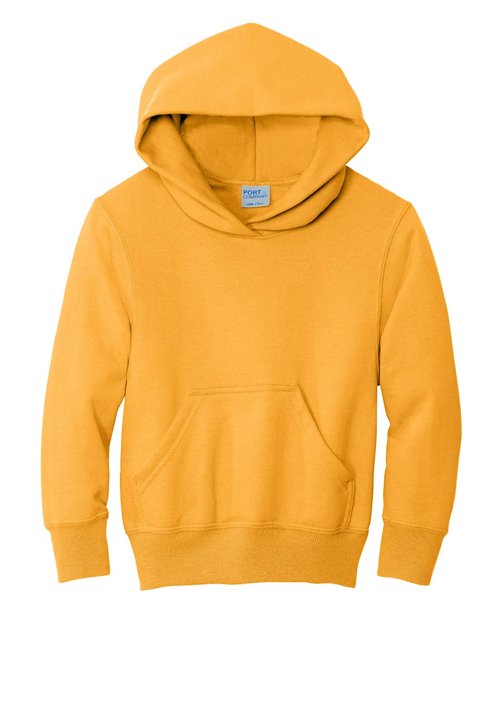 Port & Company Youth Core Pill Resistant Fleece Hooded Sweatshirt Hoodie w/ Pouch Pocket - Gold