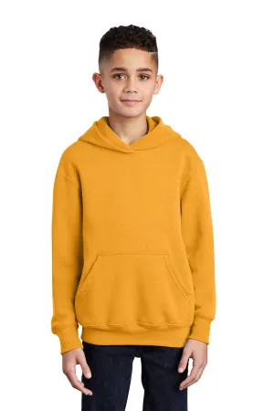 Port & Company Youth Core Pill Resistant Fleece Hooded Sweatshirt Hoodie w/ Pouch Pocket - Gold