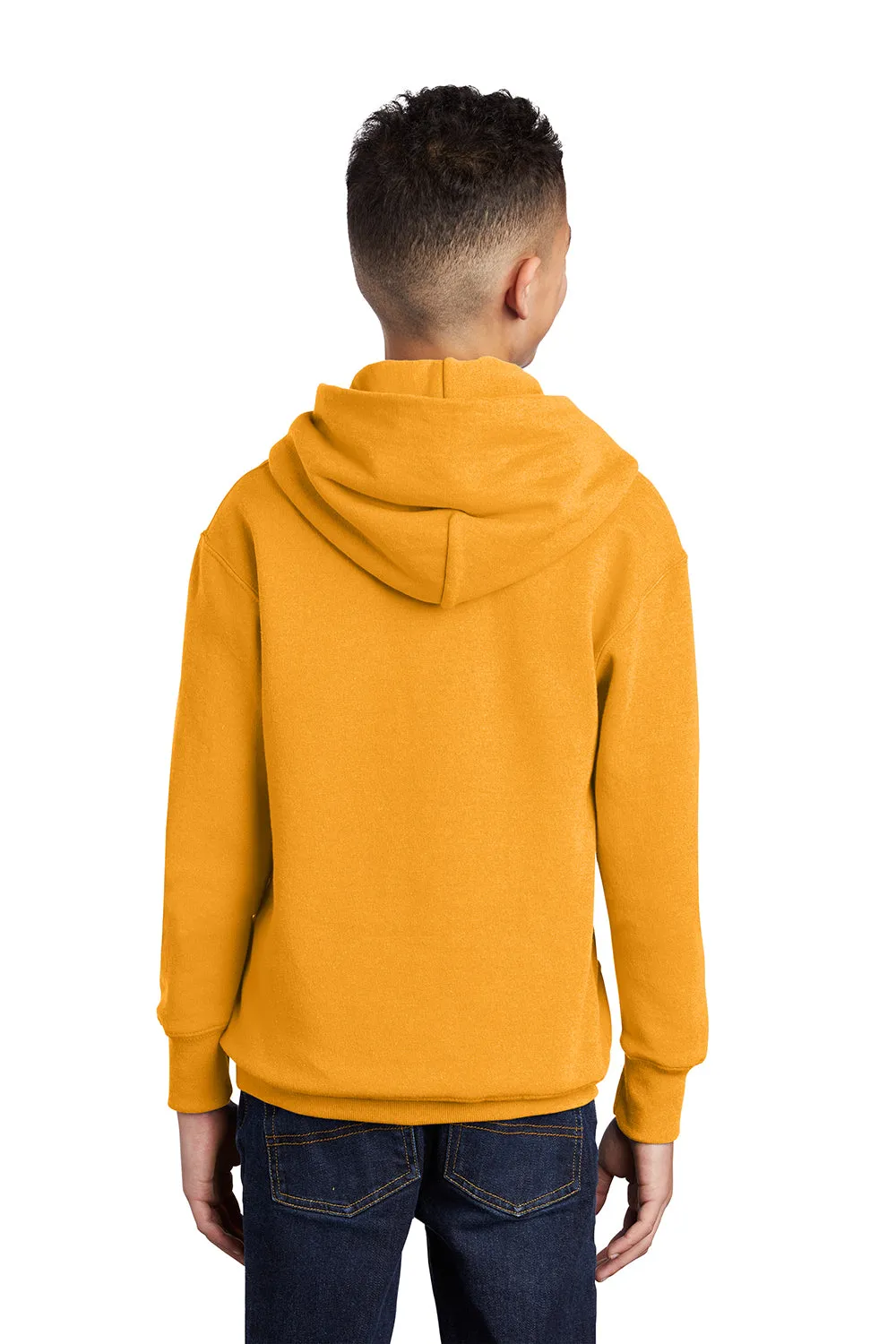 Port & Company Youth Core Pill Resistant Fleece Hooded Sweatshirt Hoodie w/ Pouch Pocket - Gold
