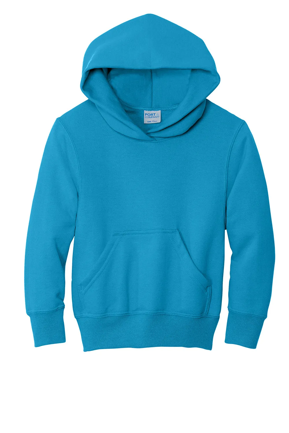 Port & Company Youth Core Pill Resistant Fleece Hooded Sweatshirt Hoodie w/ Pouch Pocket - Neon Blue