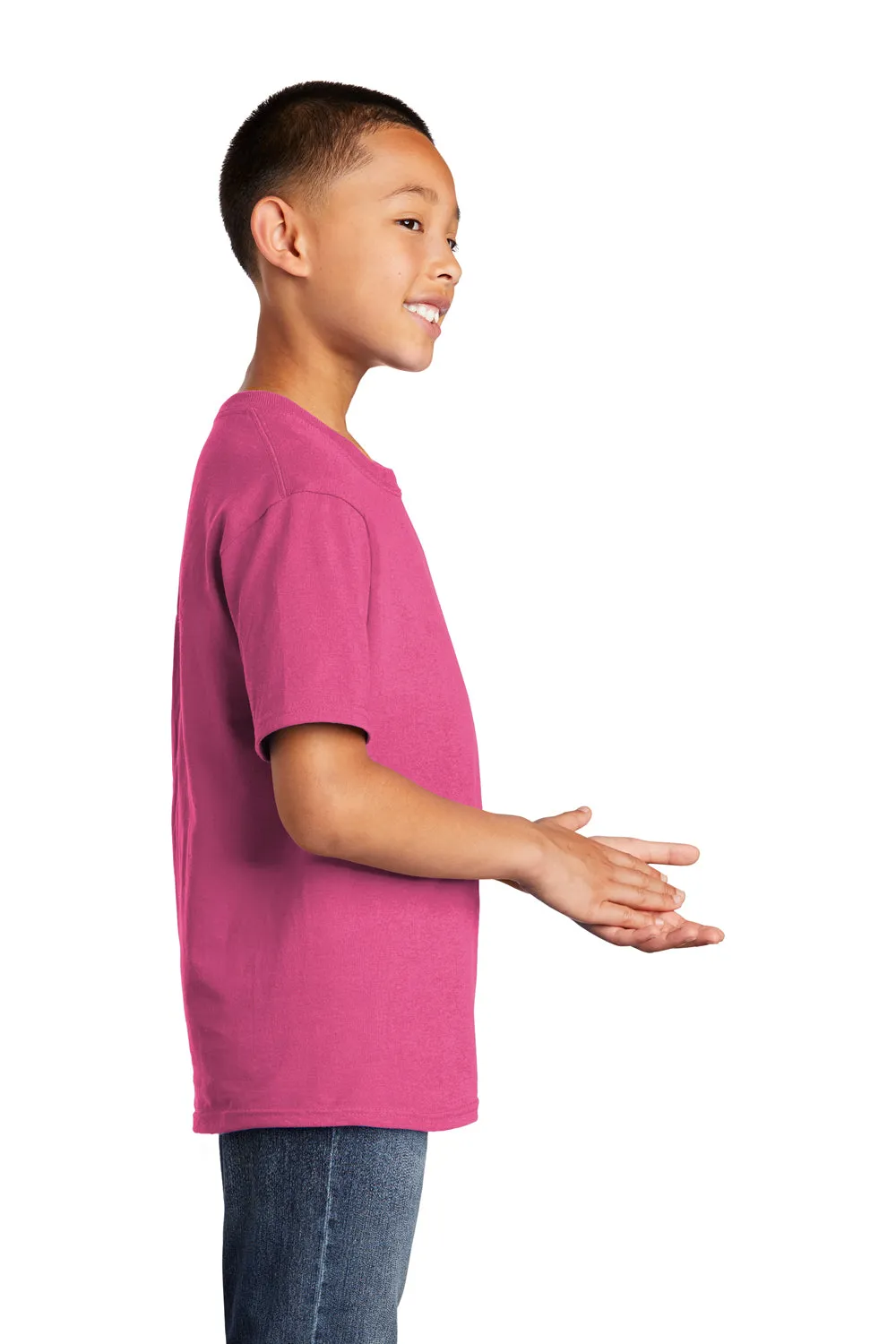 Port & Company Youth Core Short Sleeve Crewneck T-Shirt - Sangria Pink