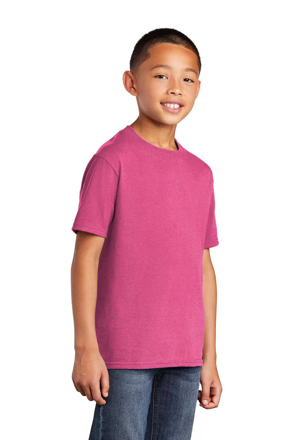 Port & Company Youth Core Short Sleeve Crewneck T-Shirt - Sangria Pink
