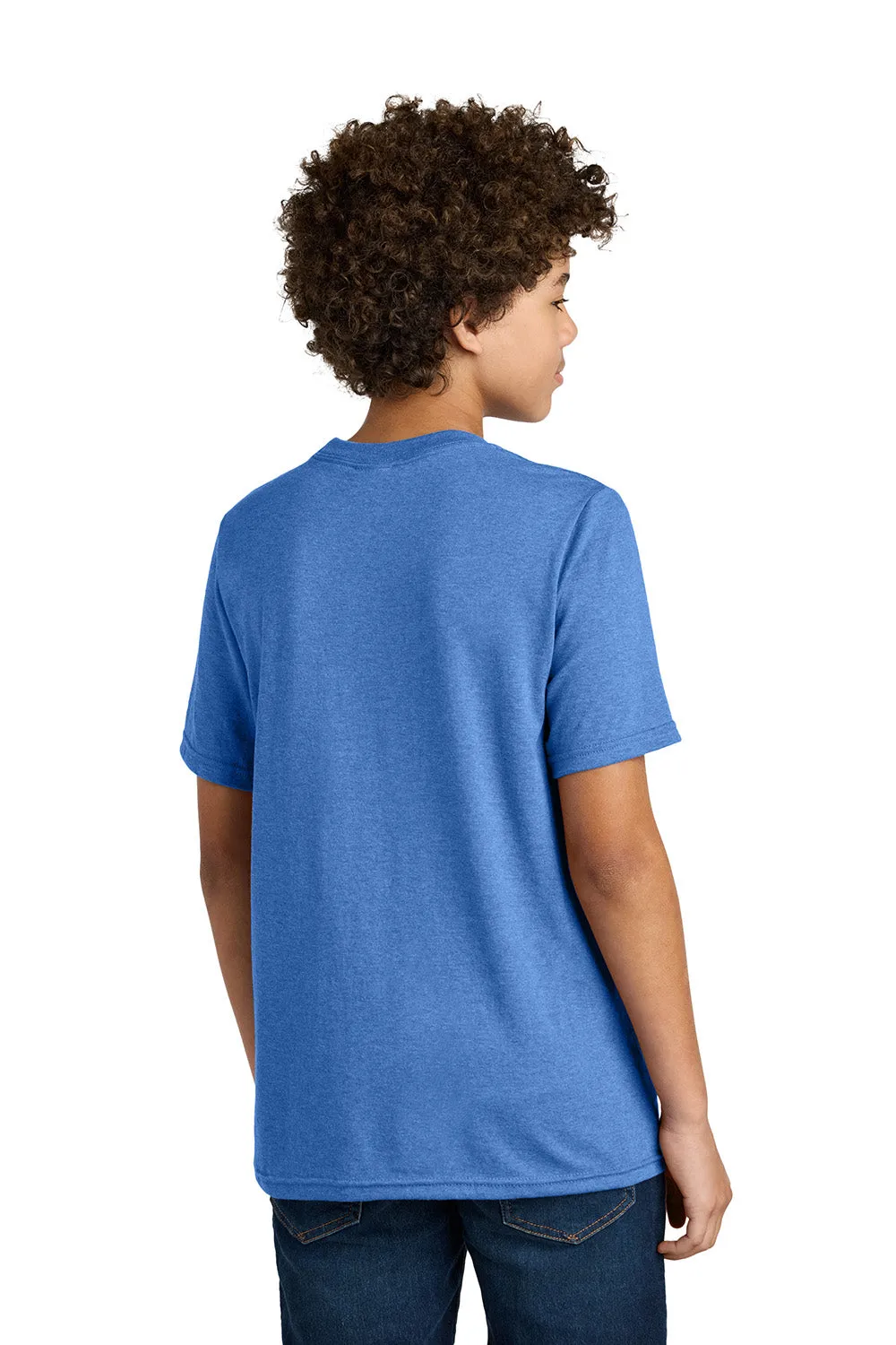 Port & Company Youth CVC Short Sleeve Crewneck T-Shirt - Heather Royal Blue