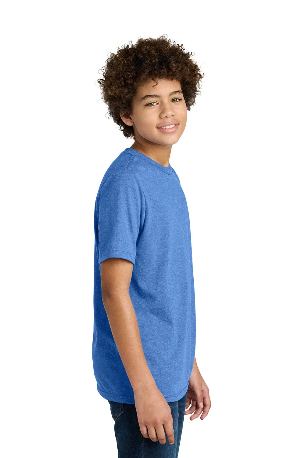 Port & Company Youth CVC Short Sleeve Crewneck T-Shirt - Heather Royal Blue