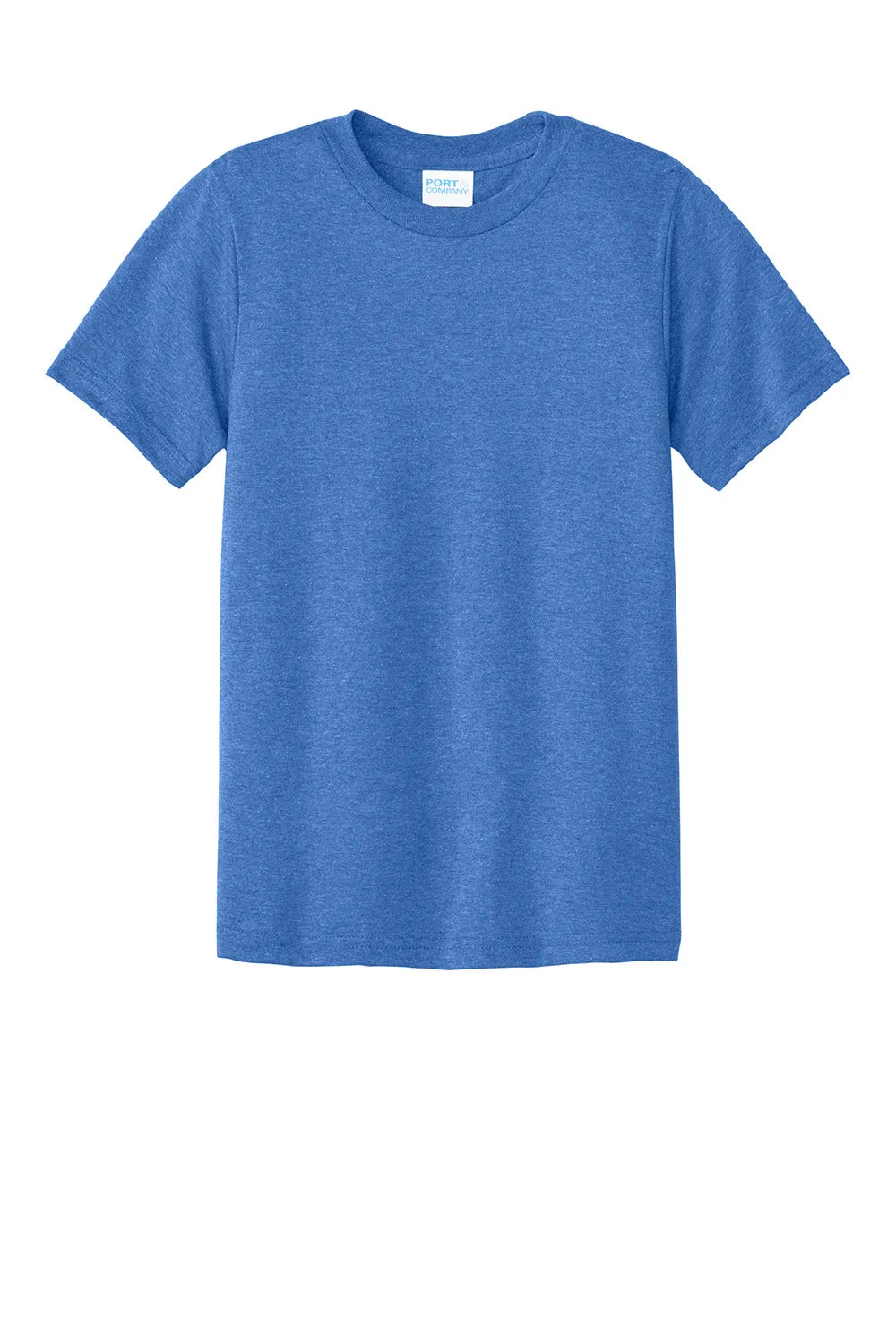 Port & Company Youth CVC Short Sleeve Crewneck T-Shirt - Heather Royal Blue