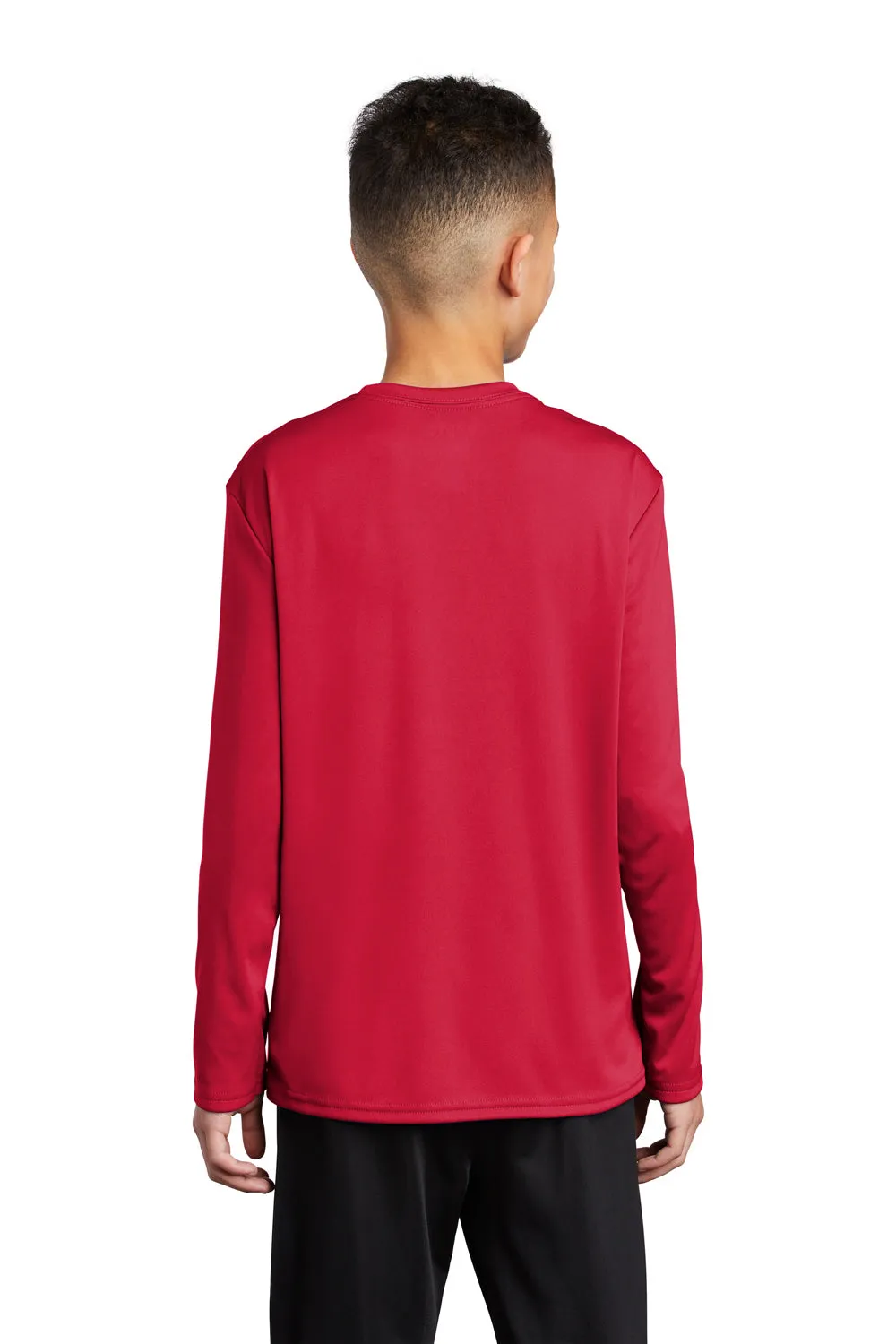 Port & Company Youth Dry Zone Performance Moisture Wicking Long Sleeve Crewneck T-Shirt - Red