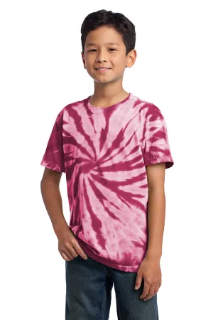 Port & Company Youth Tie-Dye Short Sleeve Crewneck T-Shirt - Maroon