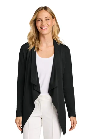 Port Authority Womens Breakwater Open Front Long Sleeve Cardigan Sweater w/ Pockets - Deep Black