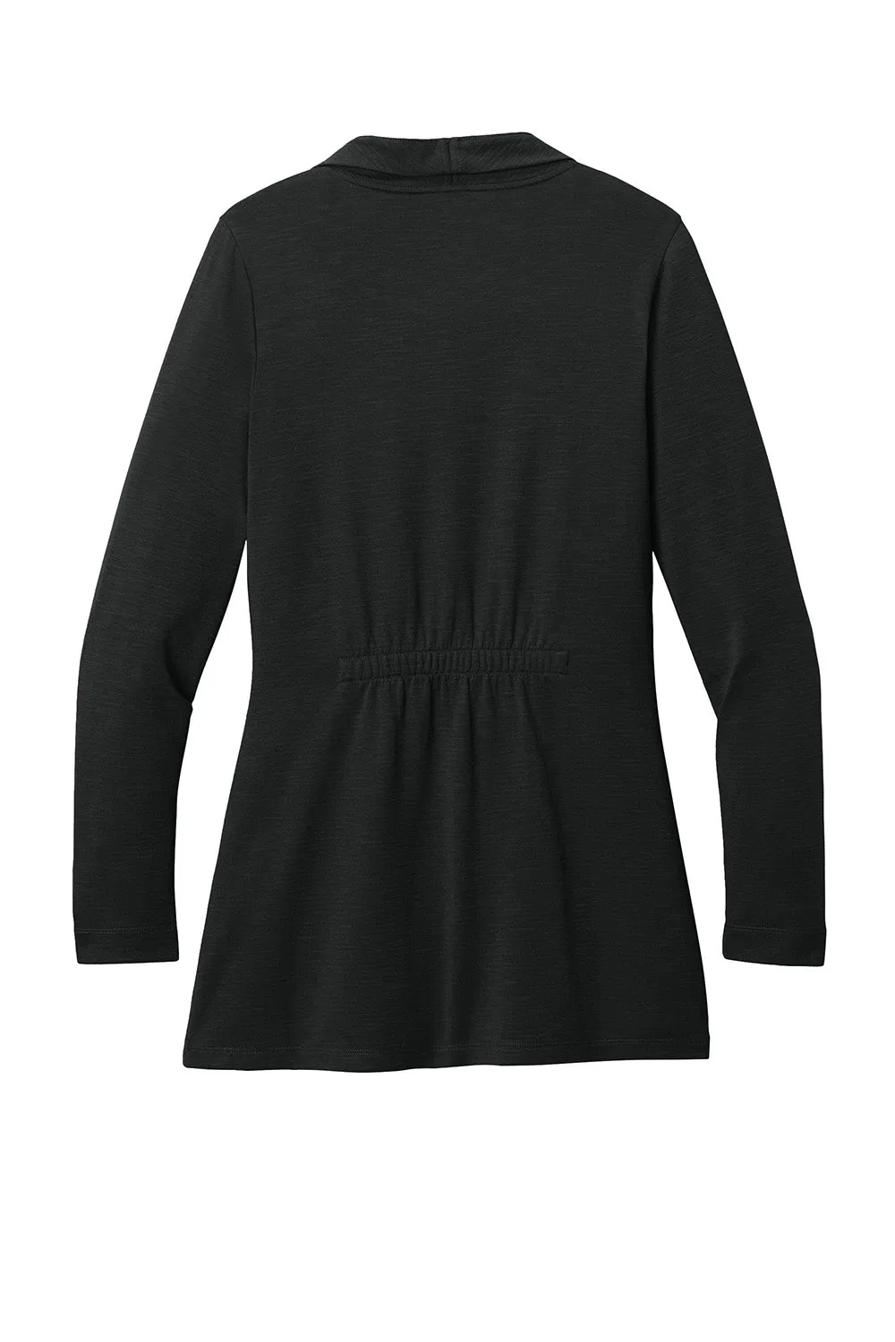 Port Authority Womens Breakwater Open Front Long Sleeve Cardigan Sweater w/ Pockets - Deep Black