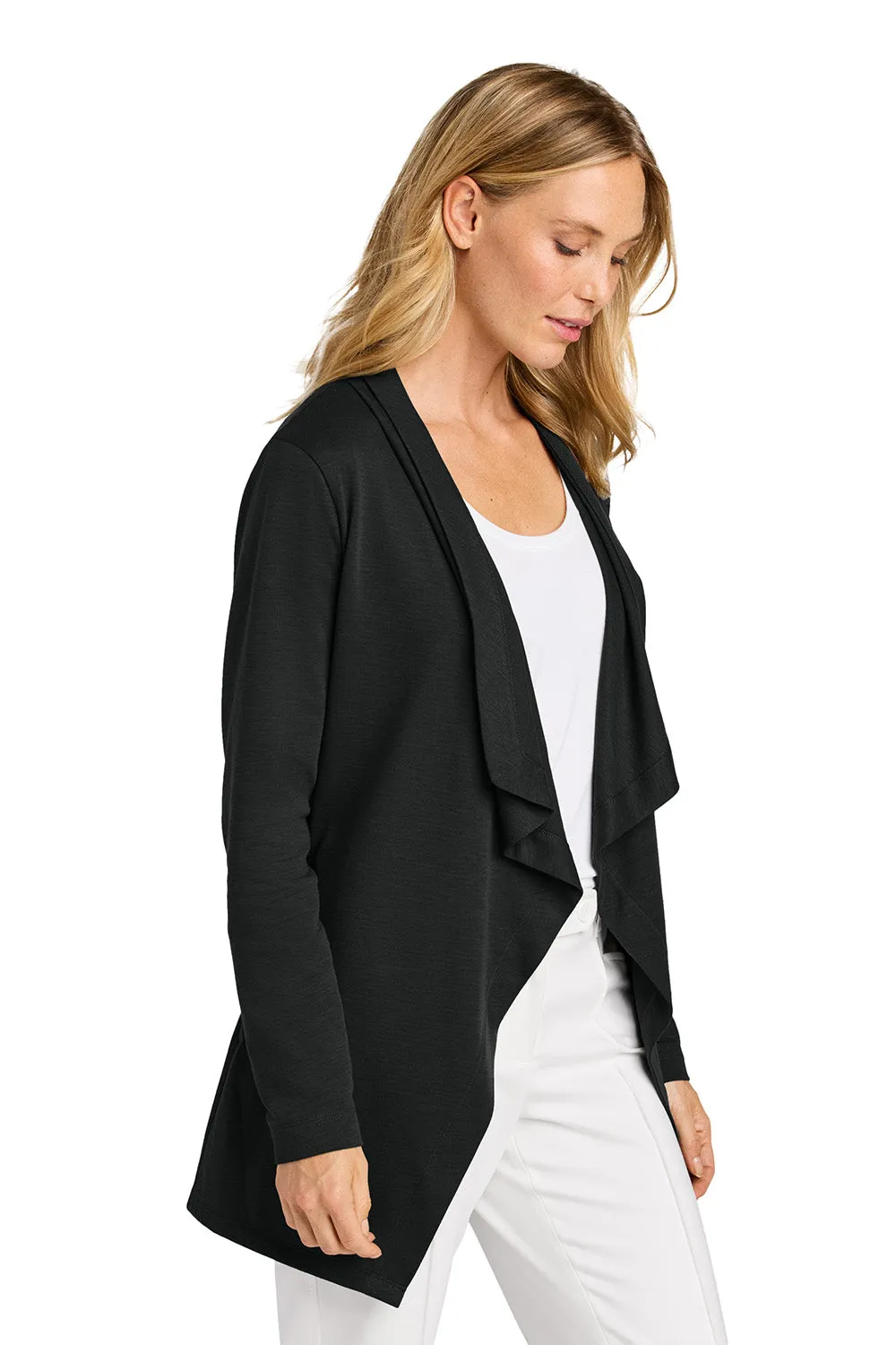 Port Authority Womens Breakwater Open Front Long Sleeve Cardigan Sweater w/ Pockets - Deep Black