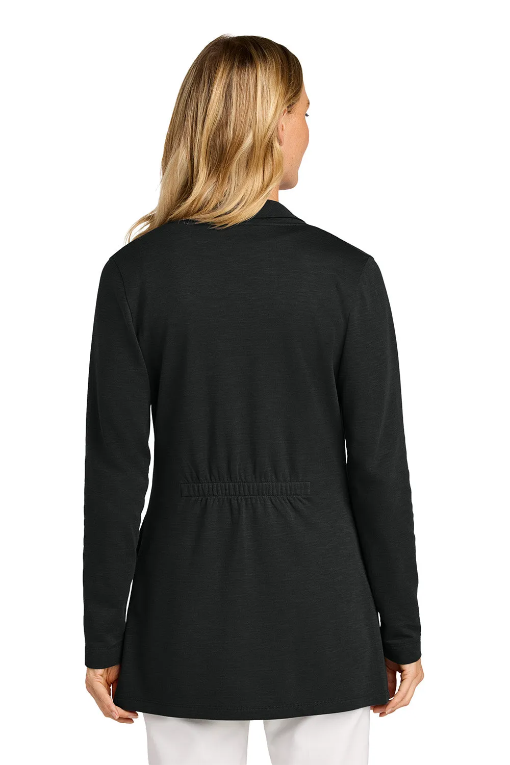 Port Authority Womens Breakwater Open Front Long Sleeve Cardigan Sweater w/ Pockets - Deep Black