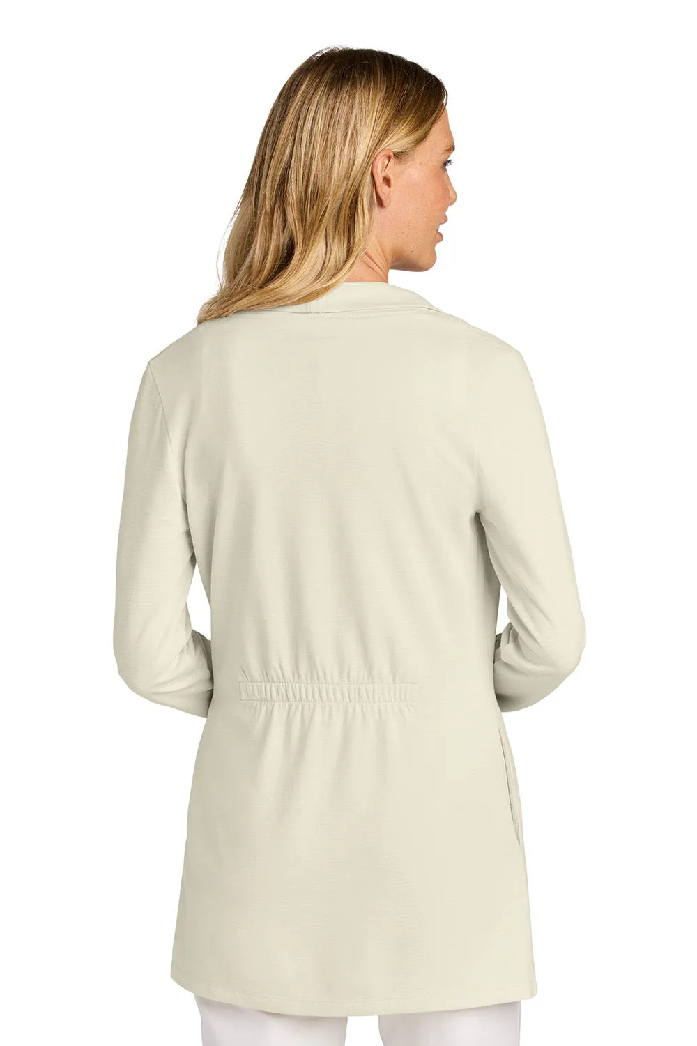 Port Authority Womens Breakwater Open Front Long Sleeve Cardigan Sweater w/ Pockets - Parchment