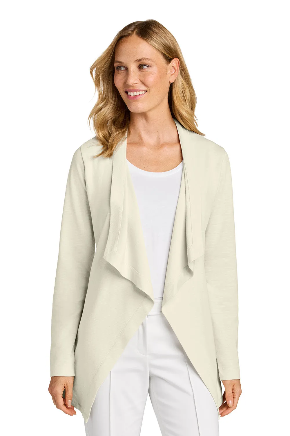 Port Authority Womens Breakwater Open Front Long Sleeve Cardigan Sweater w/ Pockets - Parchment