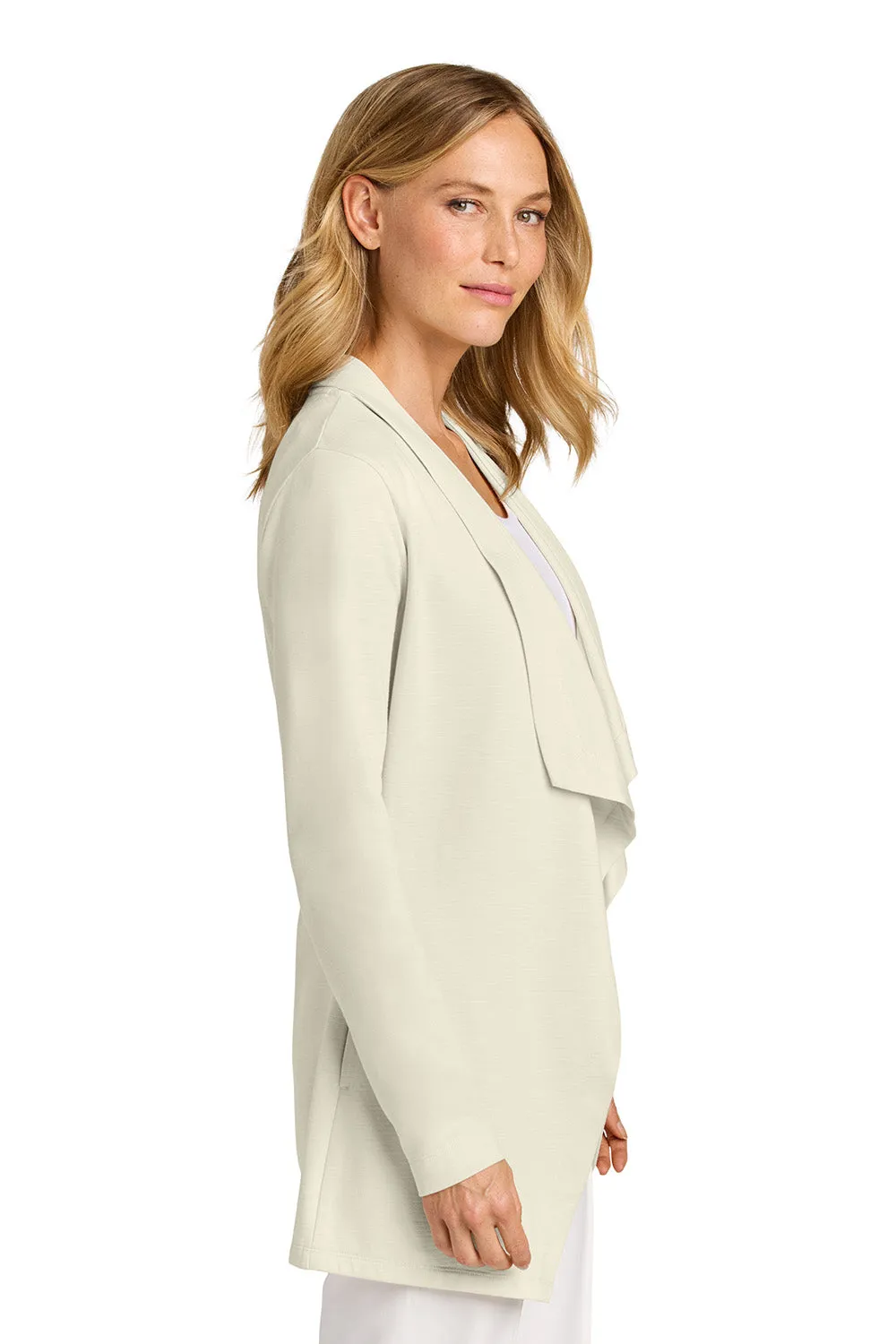 Port Authority Womens Breakwater Open Front Long Sleeve Cardigan Sweater w/ Pockets - Parchment