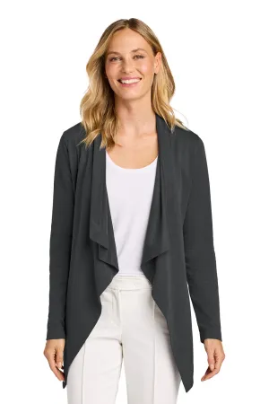 Port Authority Womens Breakwater Open Front Long Sleeve Cardigan Sweater w/ Pockets - Steel Grey