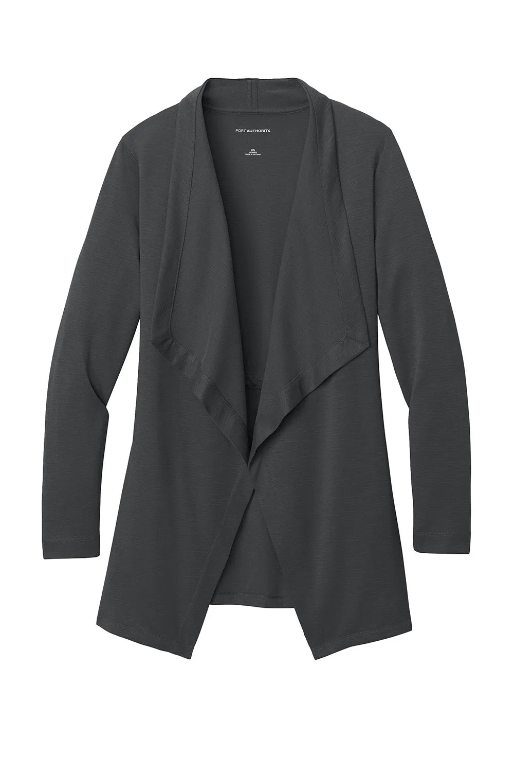 Port Authority Womens Breakwater Open Front Long Sleeve Cardigan Sweater w/ Pockets - Steel Grey