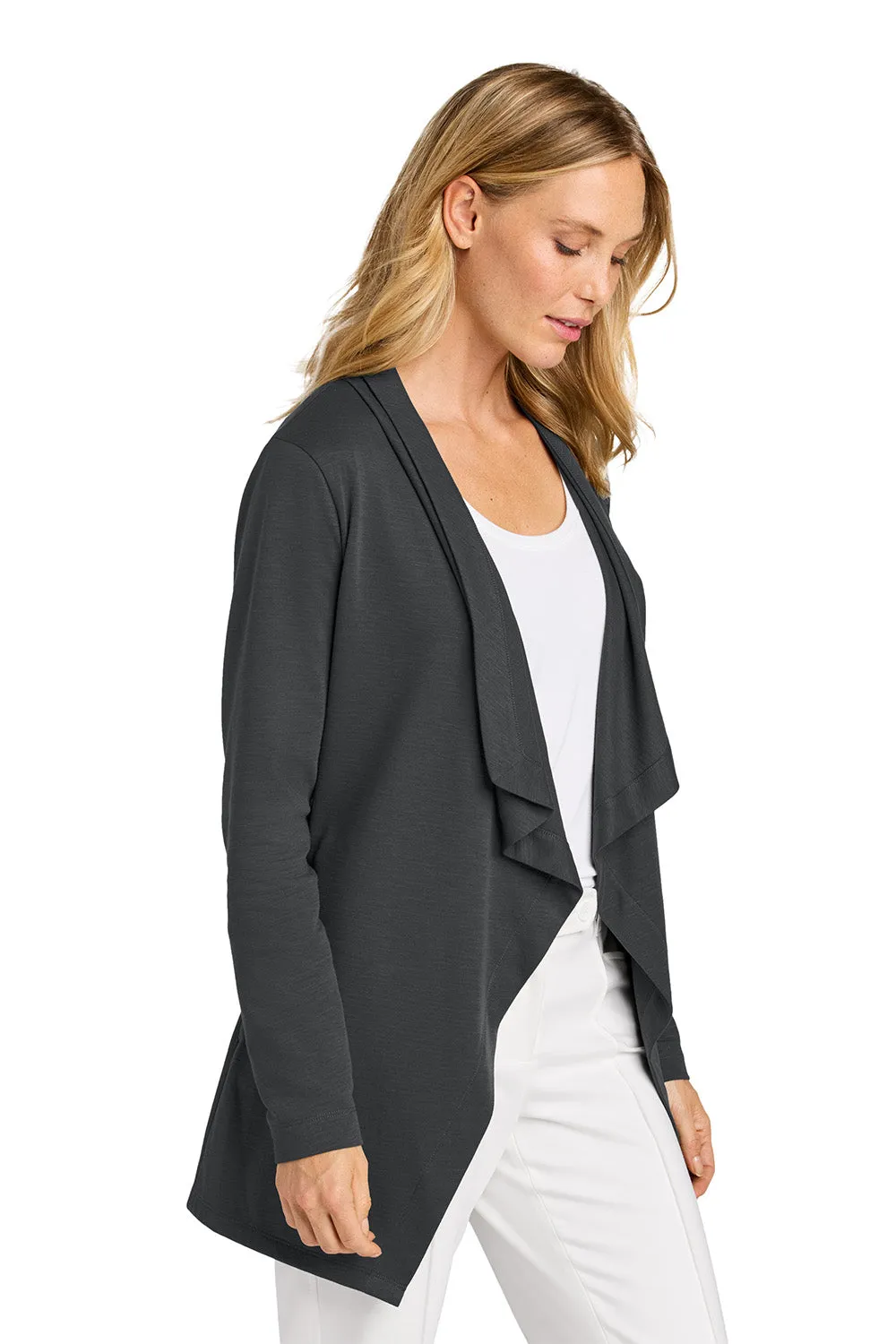 Port Authority Womens Breakwater Open Front Long Sleeve Cardigan Sweater w/ Pockets - Steel Grey