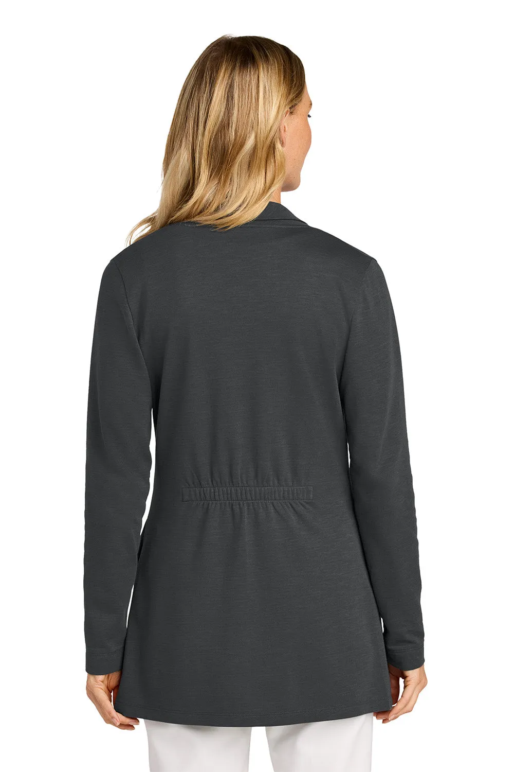 Port Authority Womens Breakwater Open Front Long Sleeve Cardigan Sweater w/ Pockets - Steel Grey