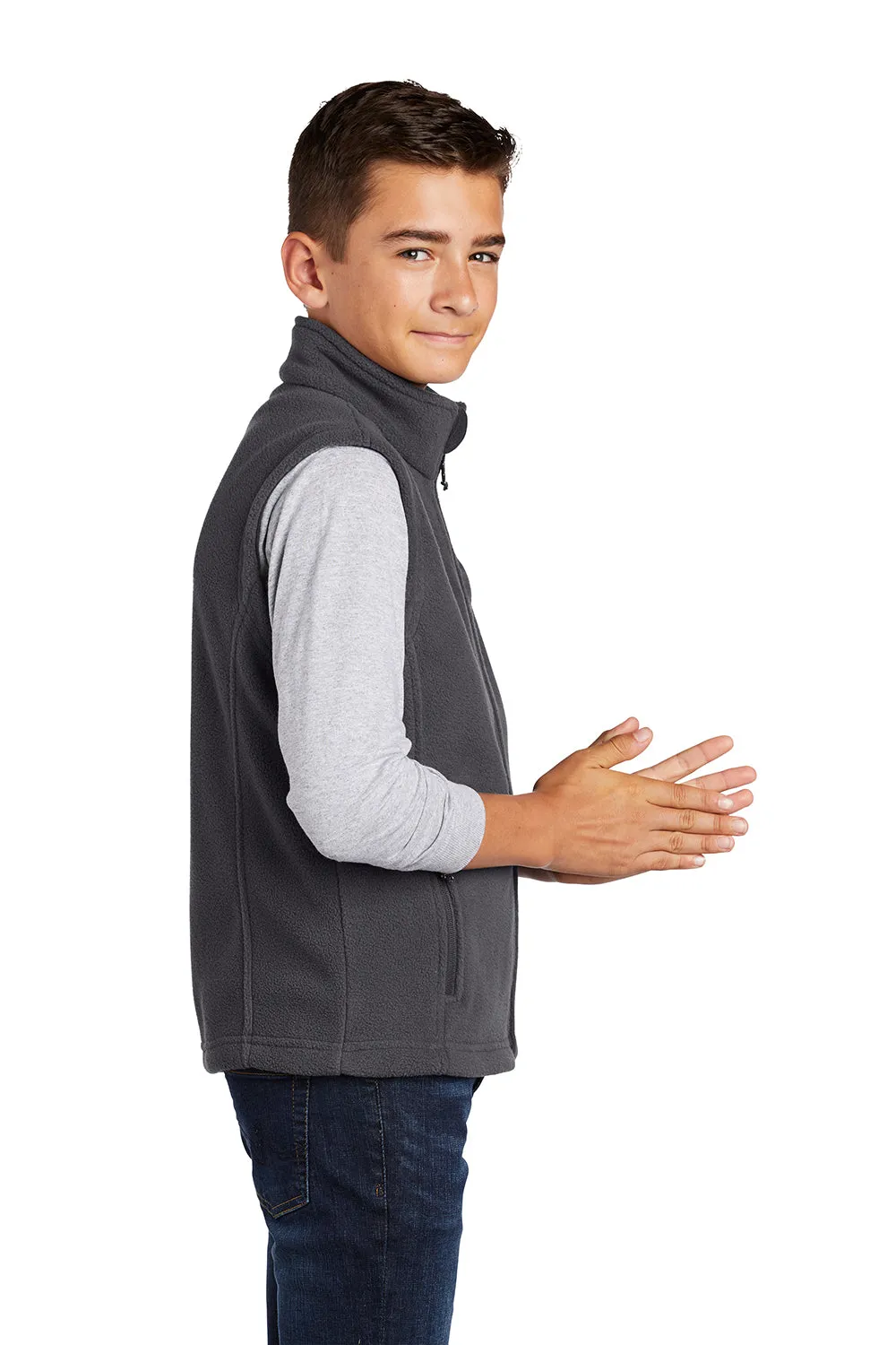 Port Authority Youth Full Zip Fleece Vest - Iron Grey - Closeout