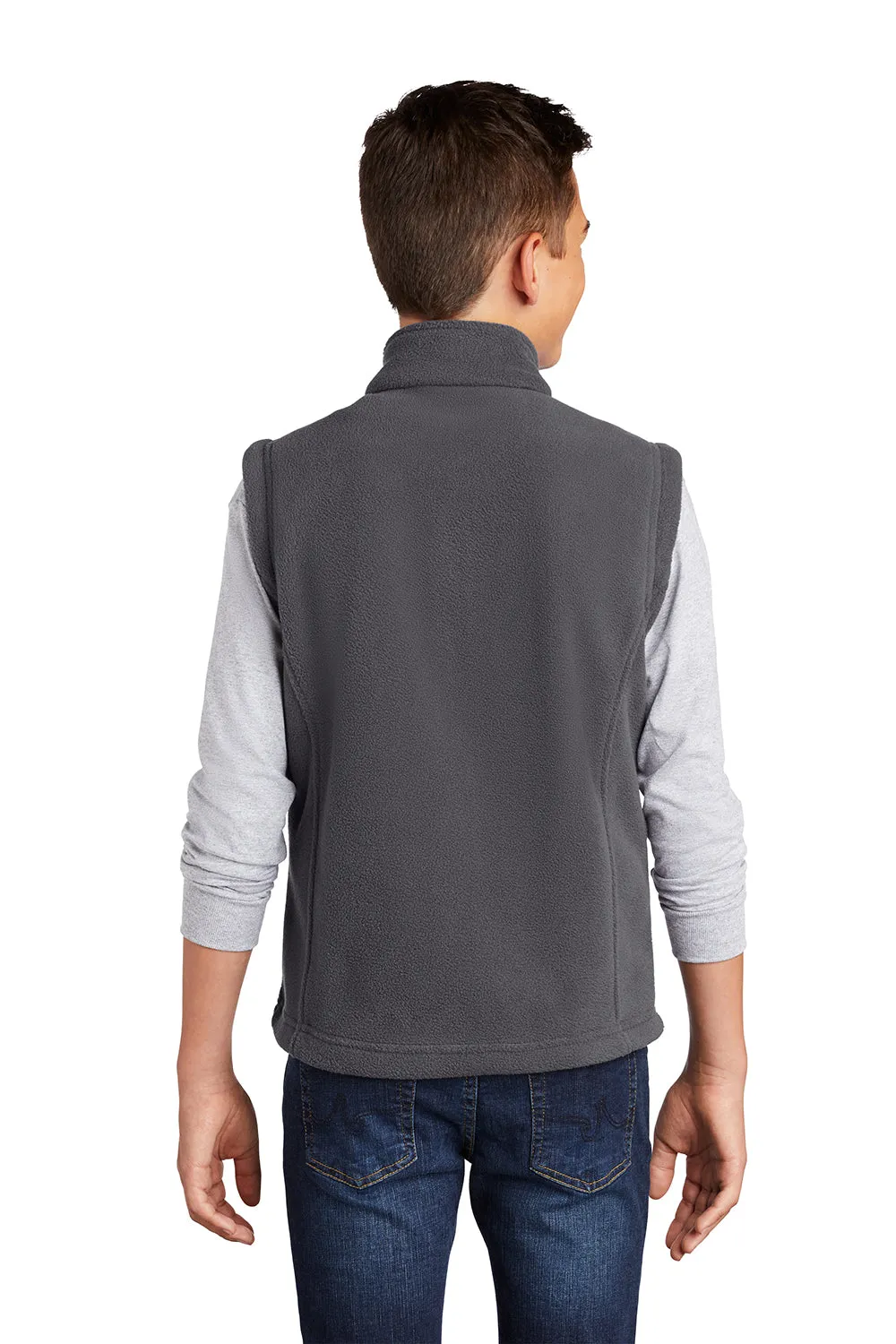 Port Authority Youth Full Zip Fleece Vest - Iron Grey - Closeout