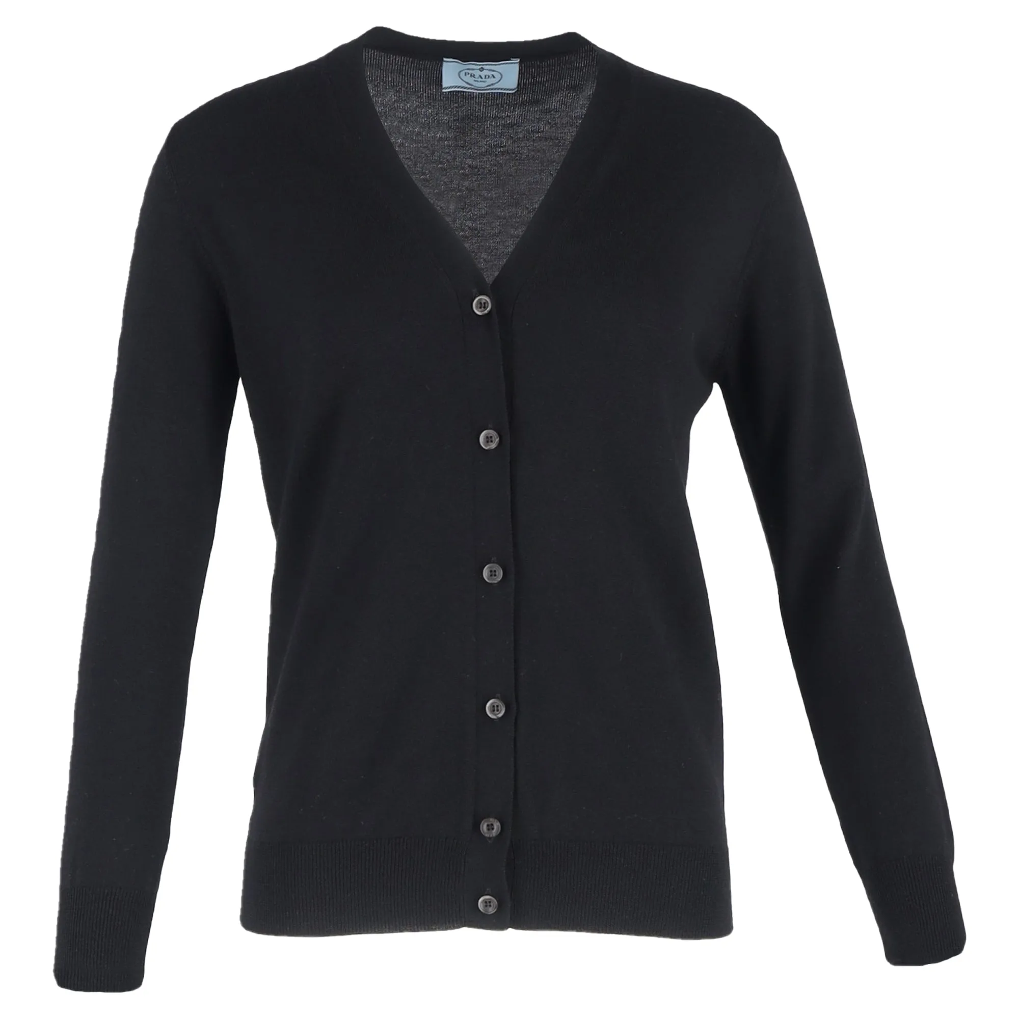 Prada Buttoned Cardigan in Black Wool