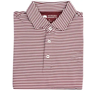 Pro Stripe Performance Polo - Maroon/White