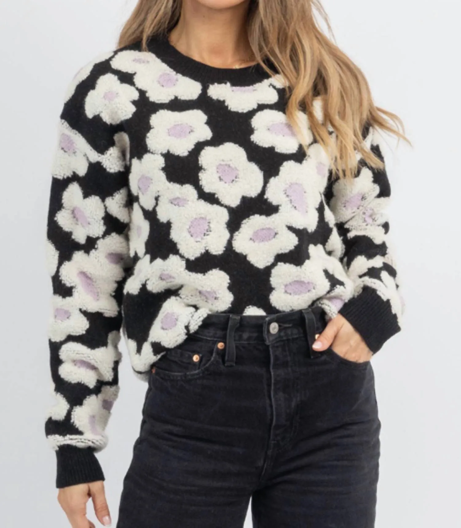 Provincetown Floral Sweater In Black