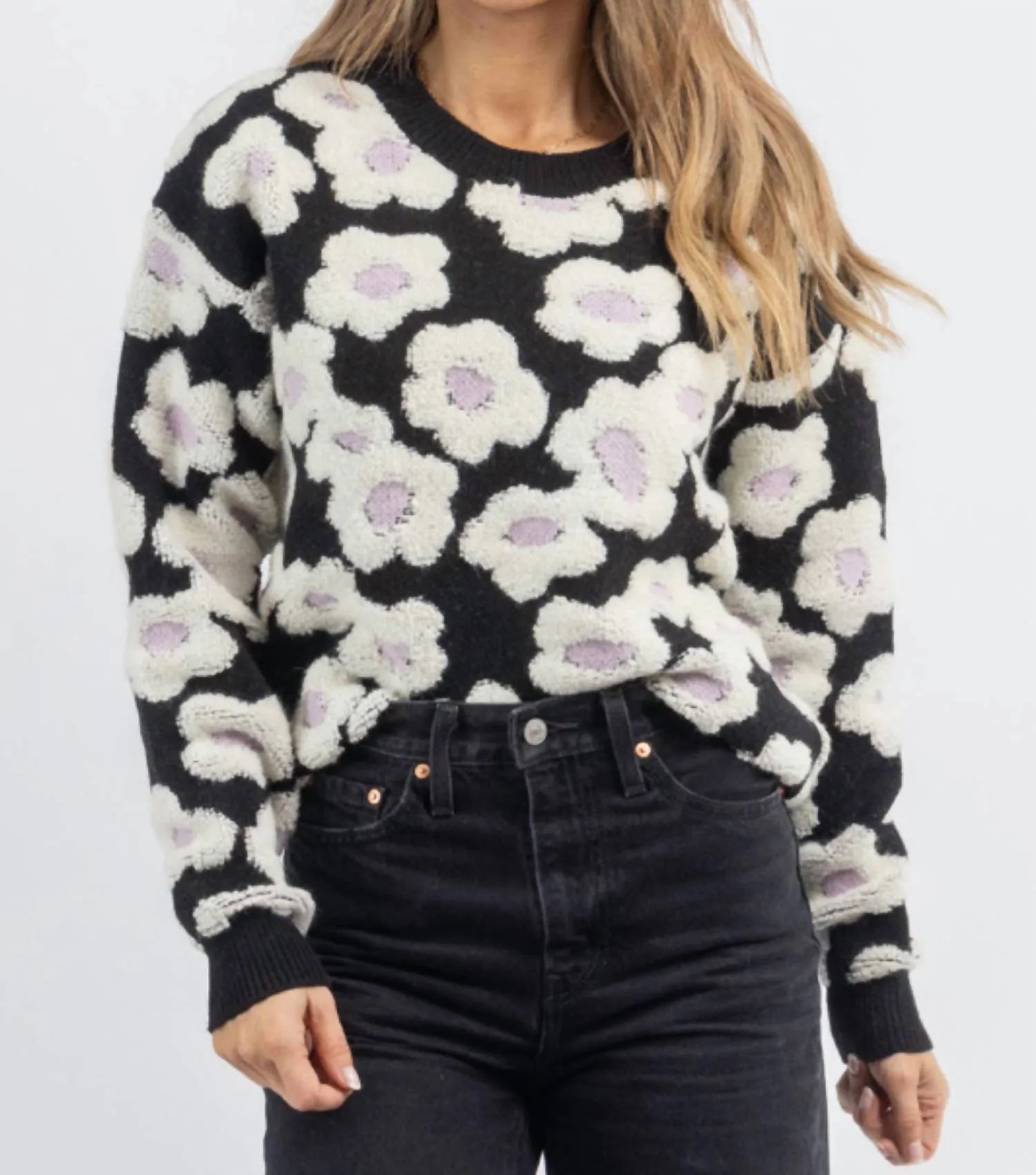 Provincetown Floral Sweater In Black