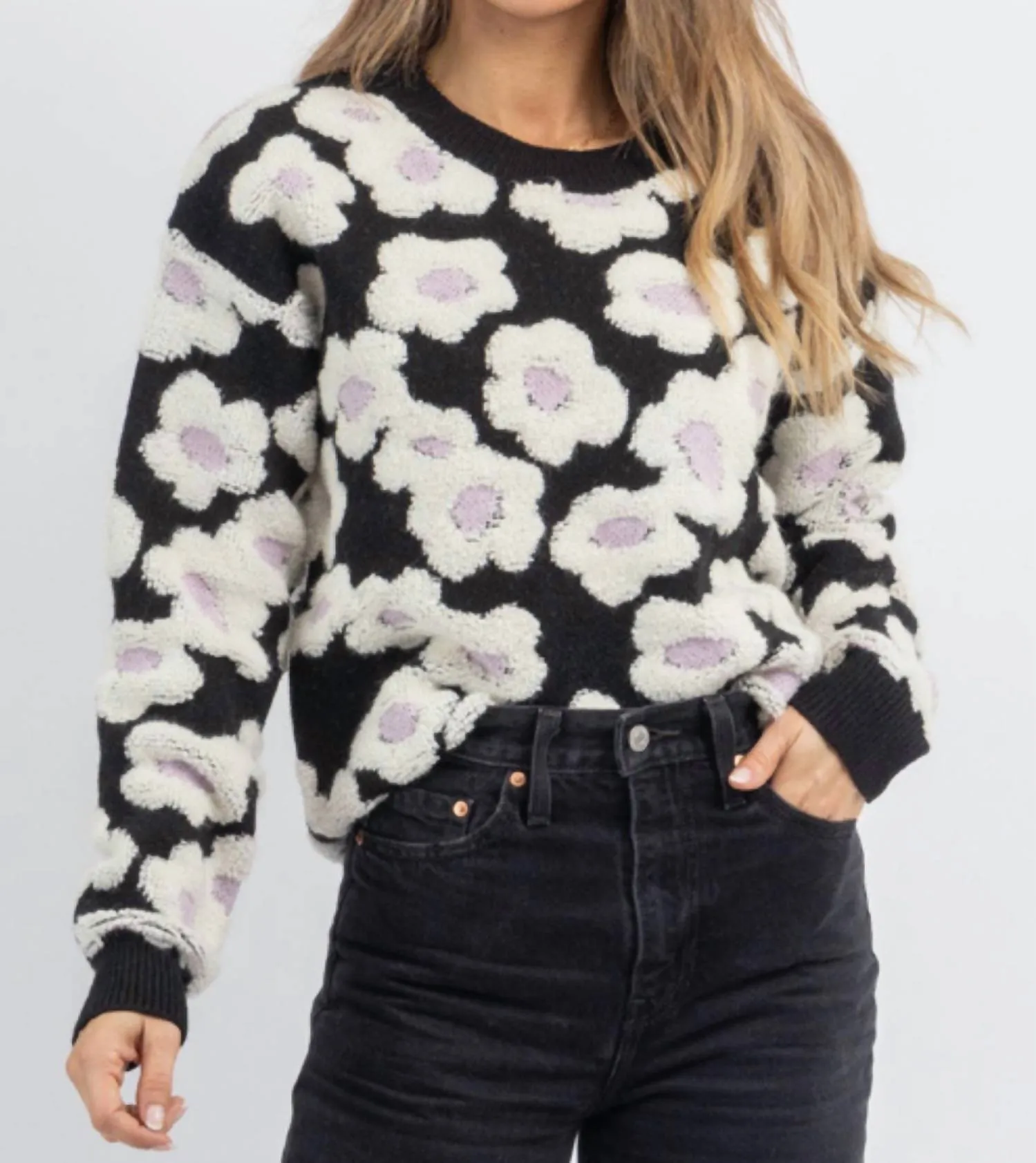 Provincetown Floral Sweater In Black