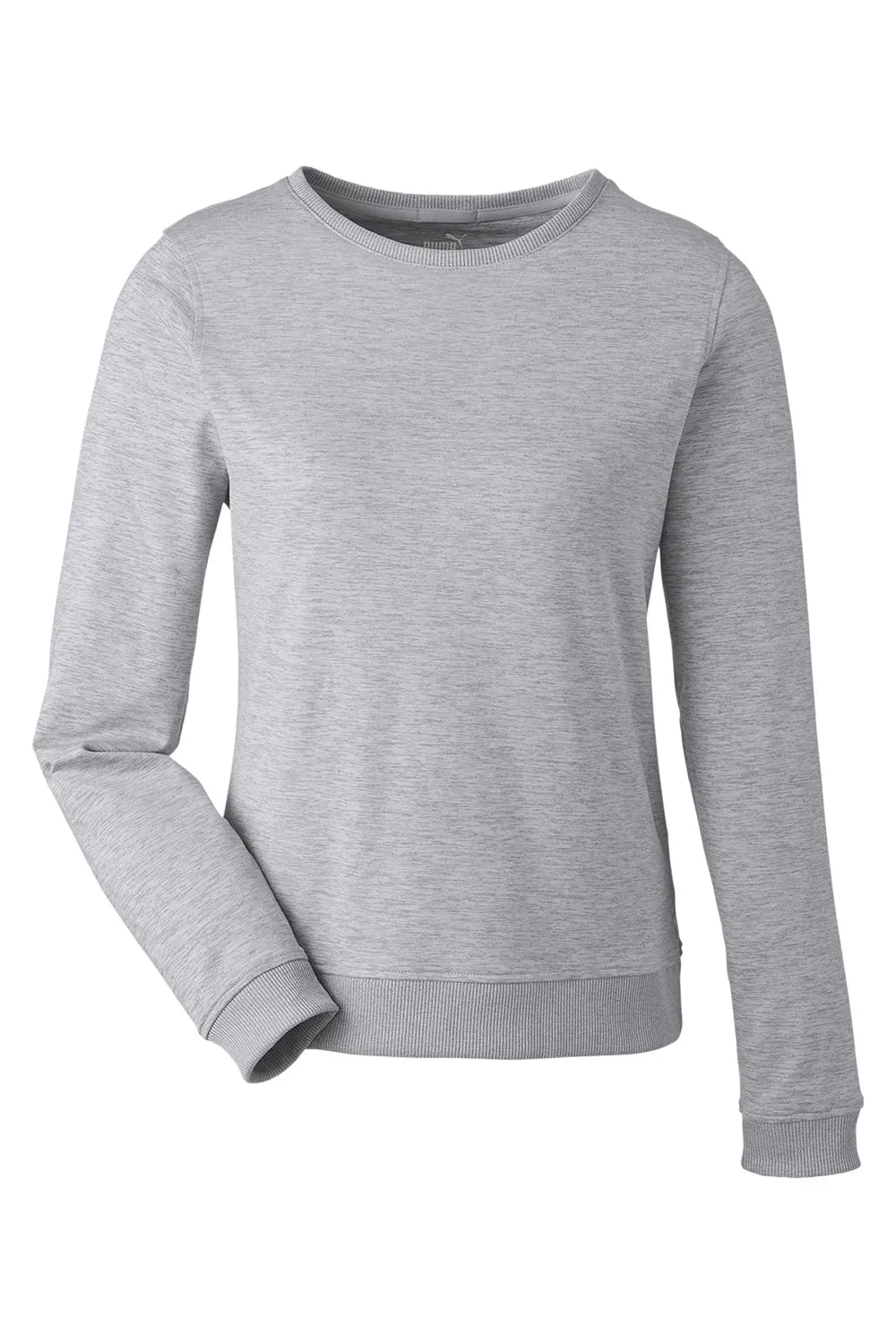 Puma Womens Cloudspun Moisture Wicking Crewneck Sweatshirt - Heather Light Grey