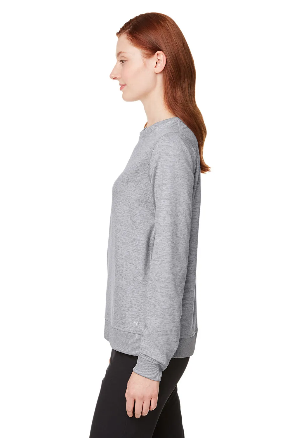 Puma Womens Cloudspun Moisture Wicking Crewneck Sweatshirt - Heather Light Grey